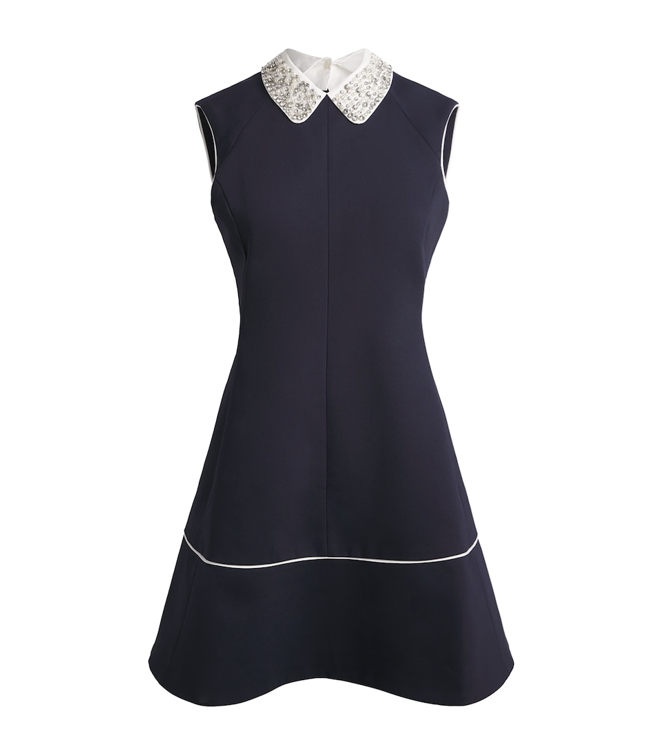 Maje Womens Embellished Collar Mini Dress Navy