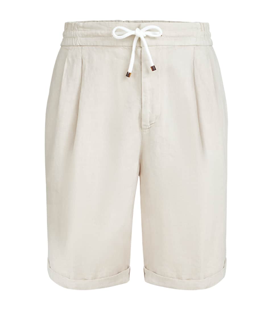 Linen Drawstring Bermuda Shorts