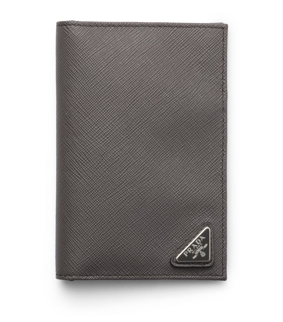 Saffiano Leather Logo Passport Holder