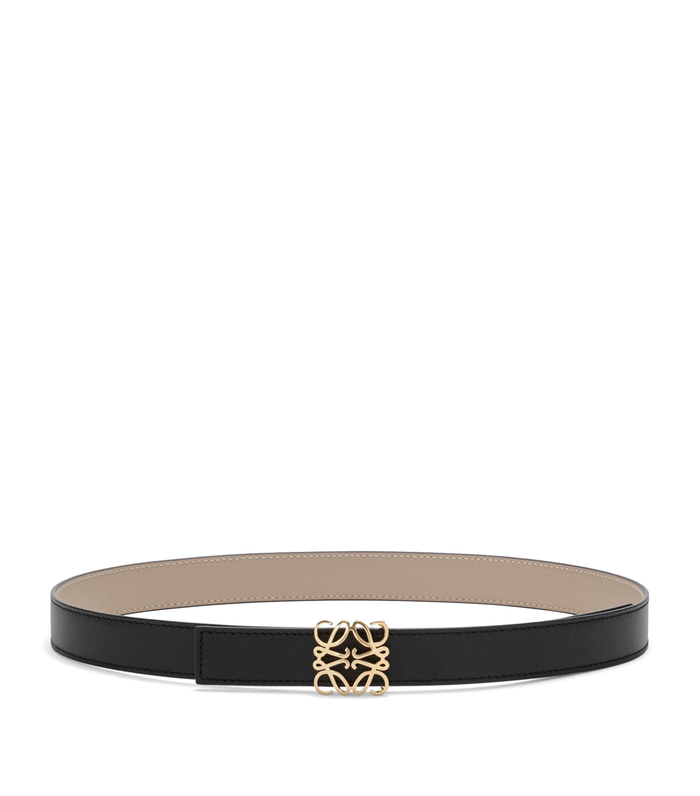 LOEWE Leather Reversible Anagram Bombé Belt Black/clay