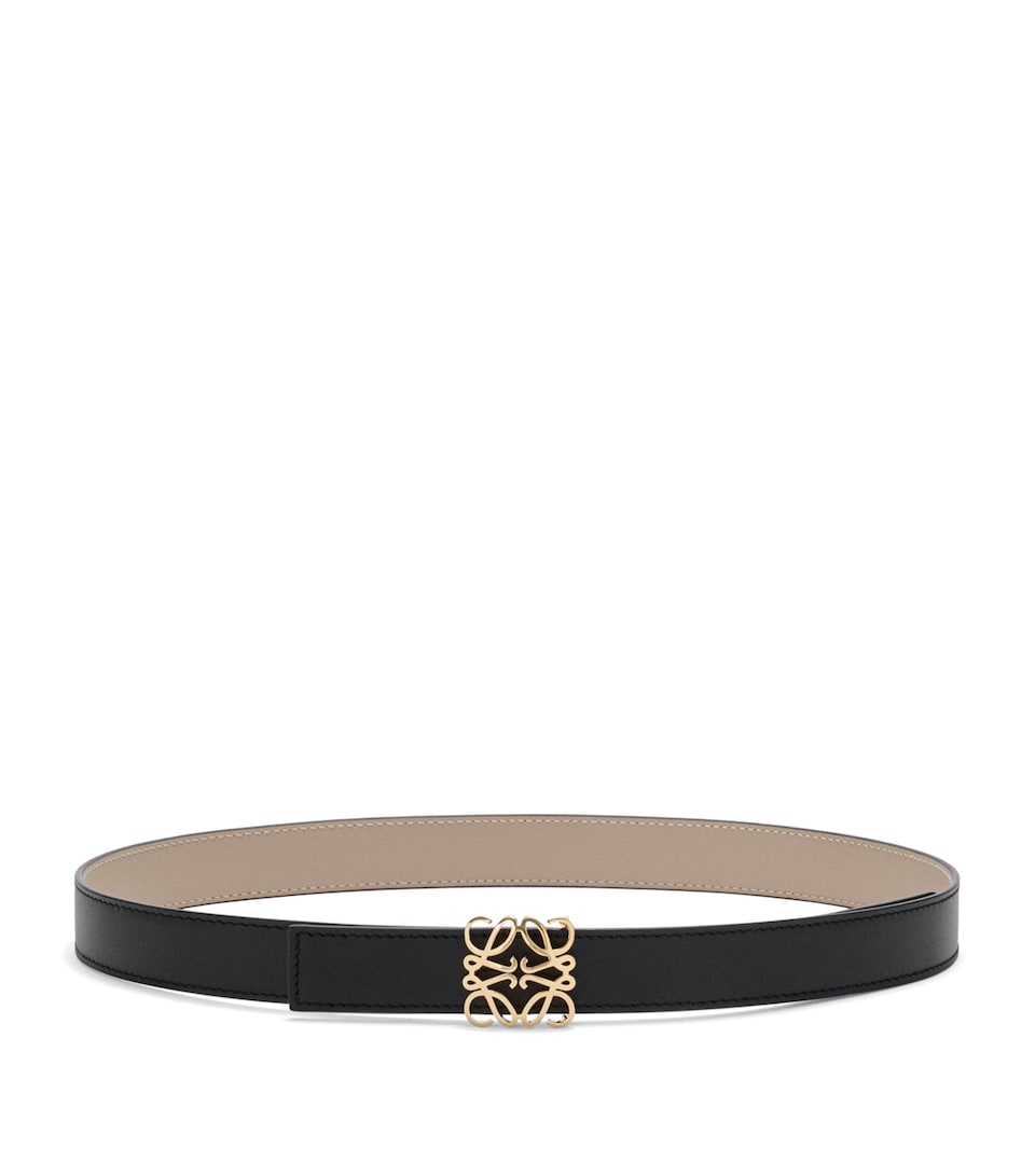 LOEWE Leather Reversible Anagram Bombé Belt Black/clay