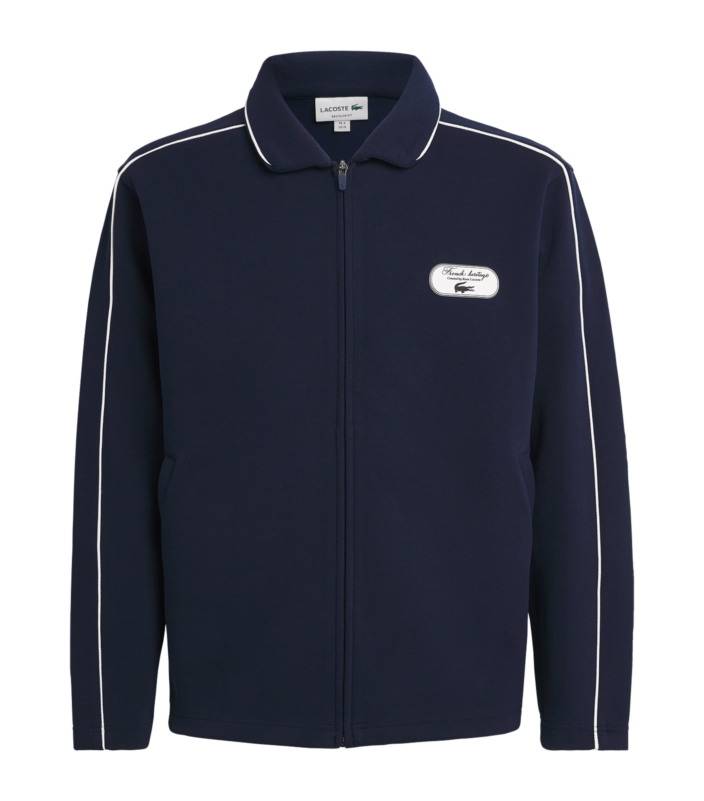 Lacoste Mens Tennis Heritage Zip-Up Sweatshirt Navy Blue/flour