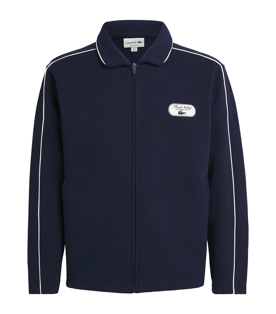 Lacoste Mens Tennis Heritage Zip-Up Sweatshirt Navy Blue/flour