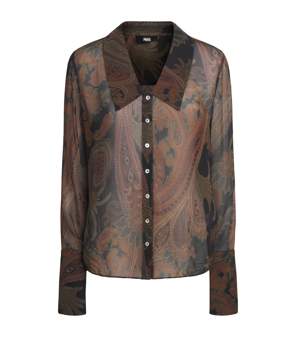 PAIGE Womens Georgette Paisley Rosalinda Blouse Black Multi