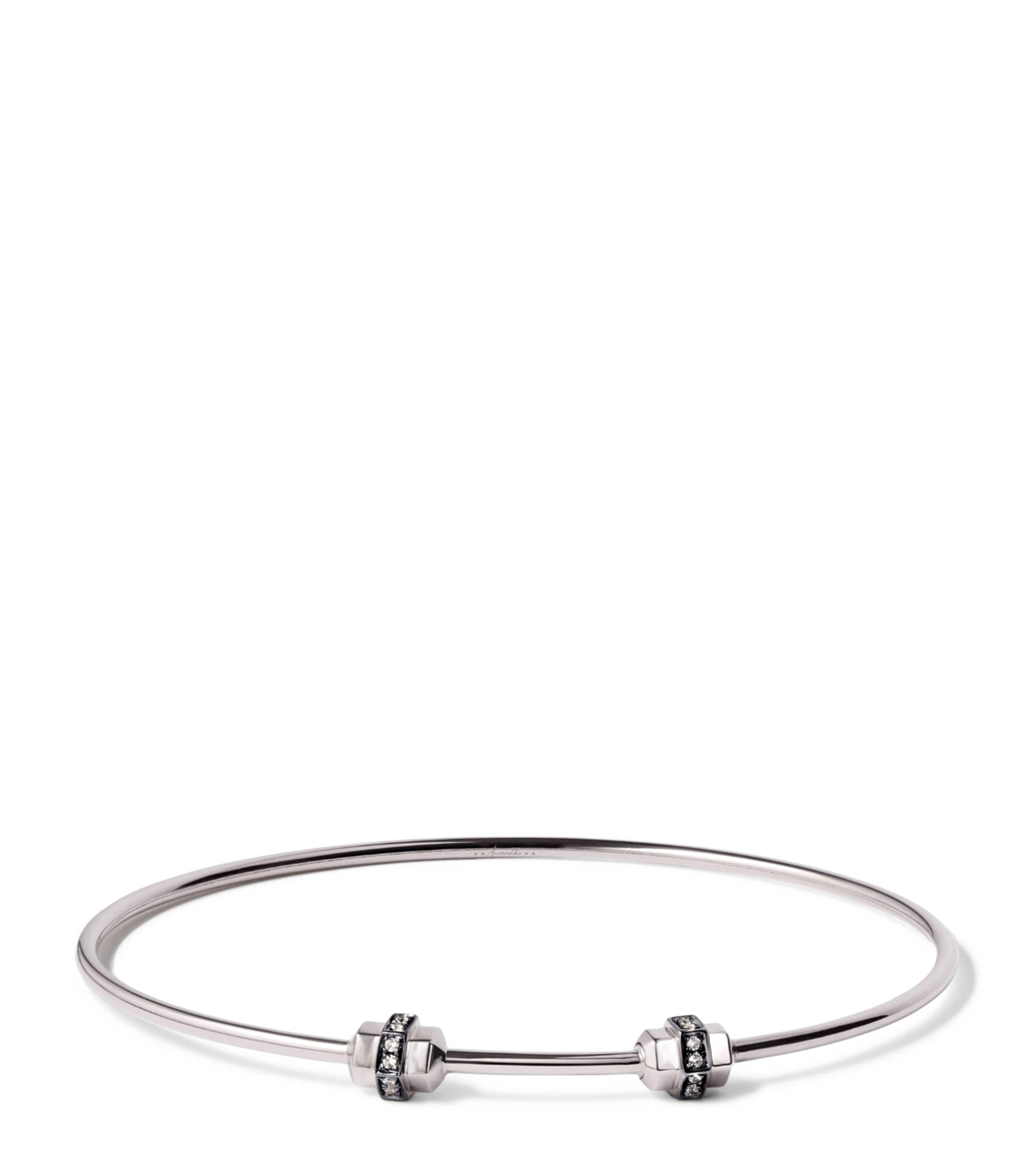 Small-Medium White Gold and Sapphire Mythology Bangle