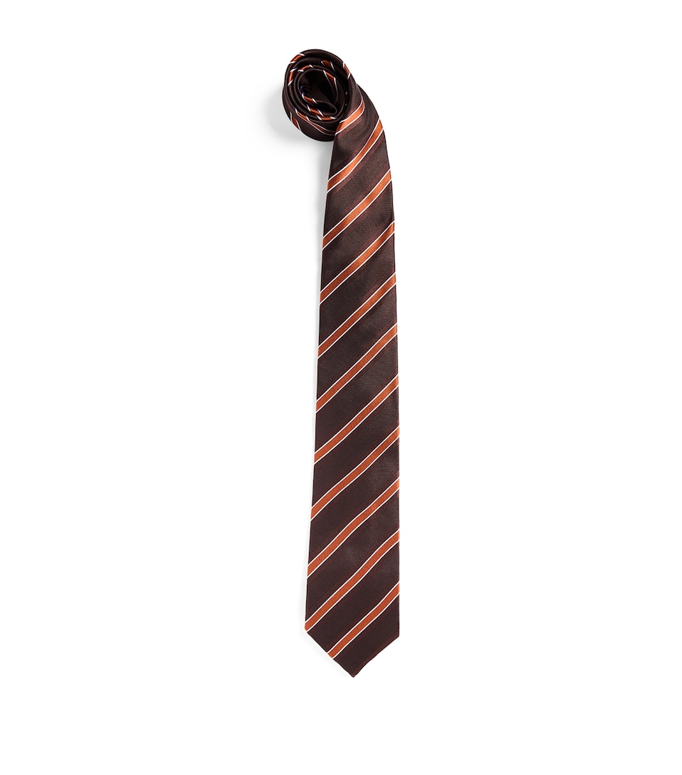 Sandro Paris Silk Stripe Tie Light Brown