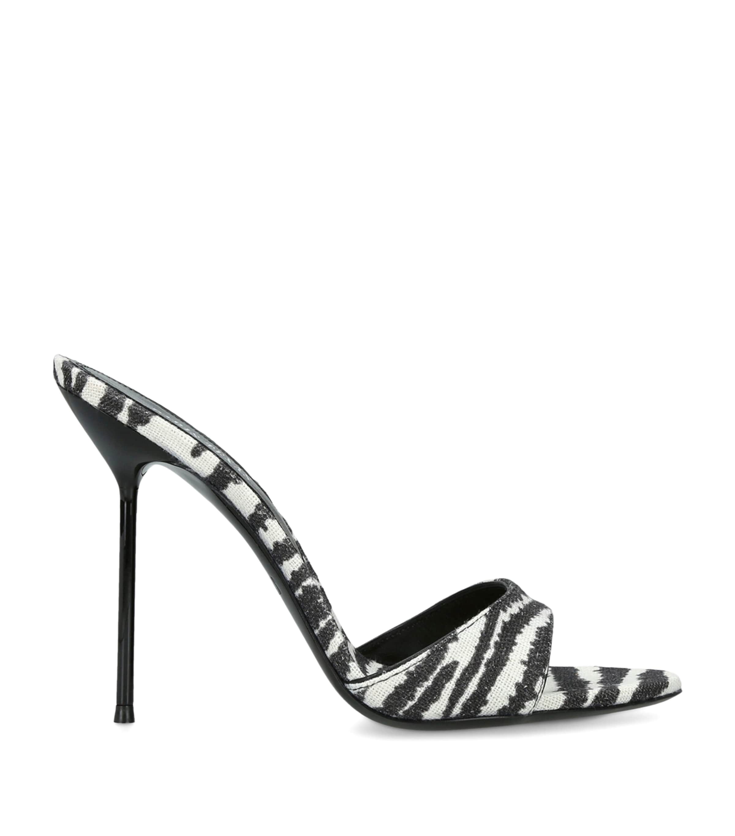 Paris Texas Canvas Zebra Lidia Mules 105 White/blk