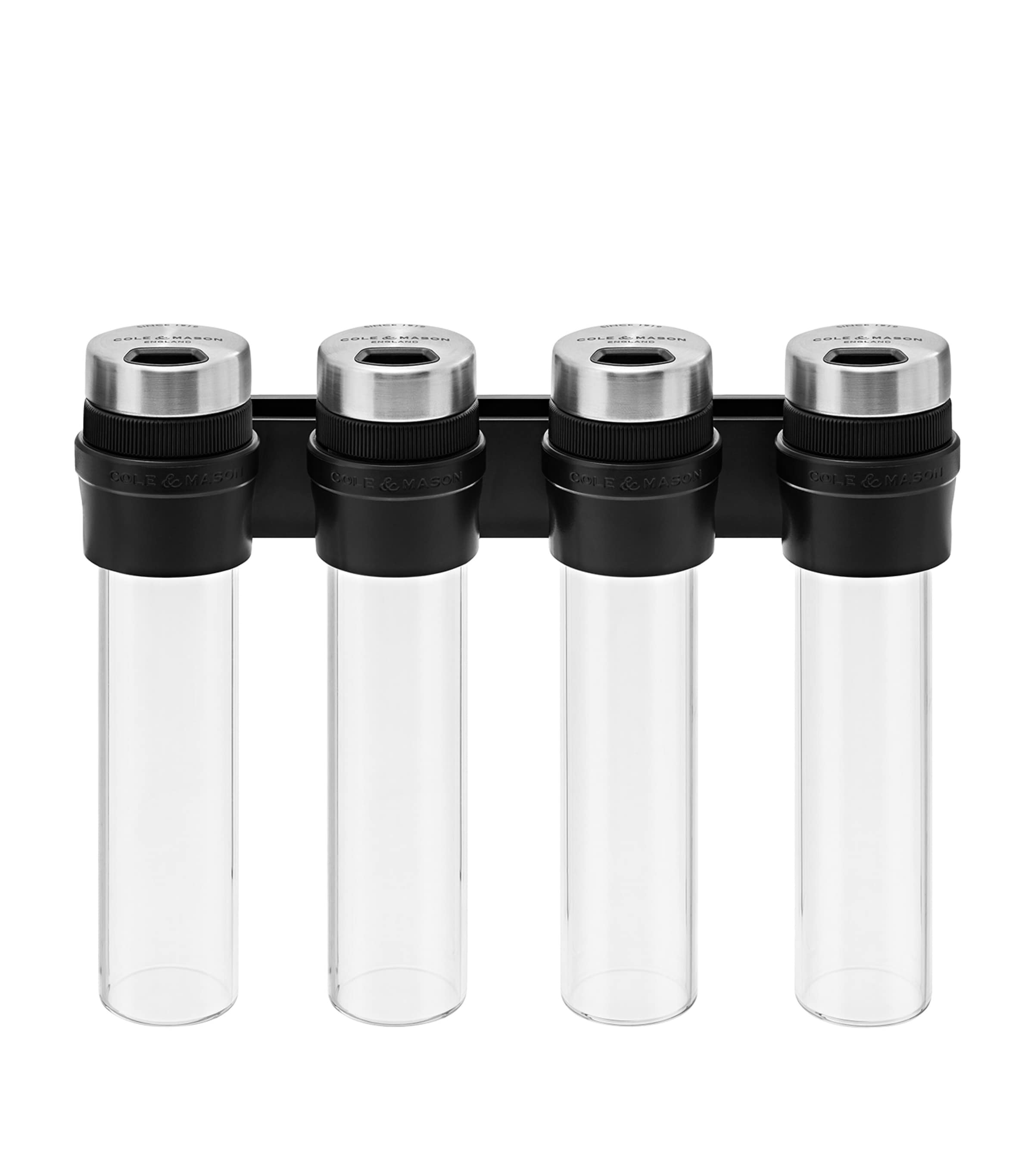 Cole & Mason Shadwell 4-Jar Slim-Mount Spice Storage Black