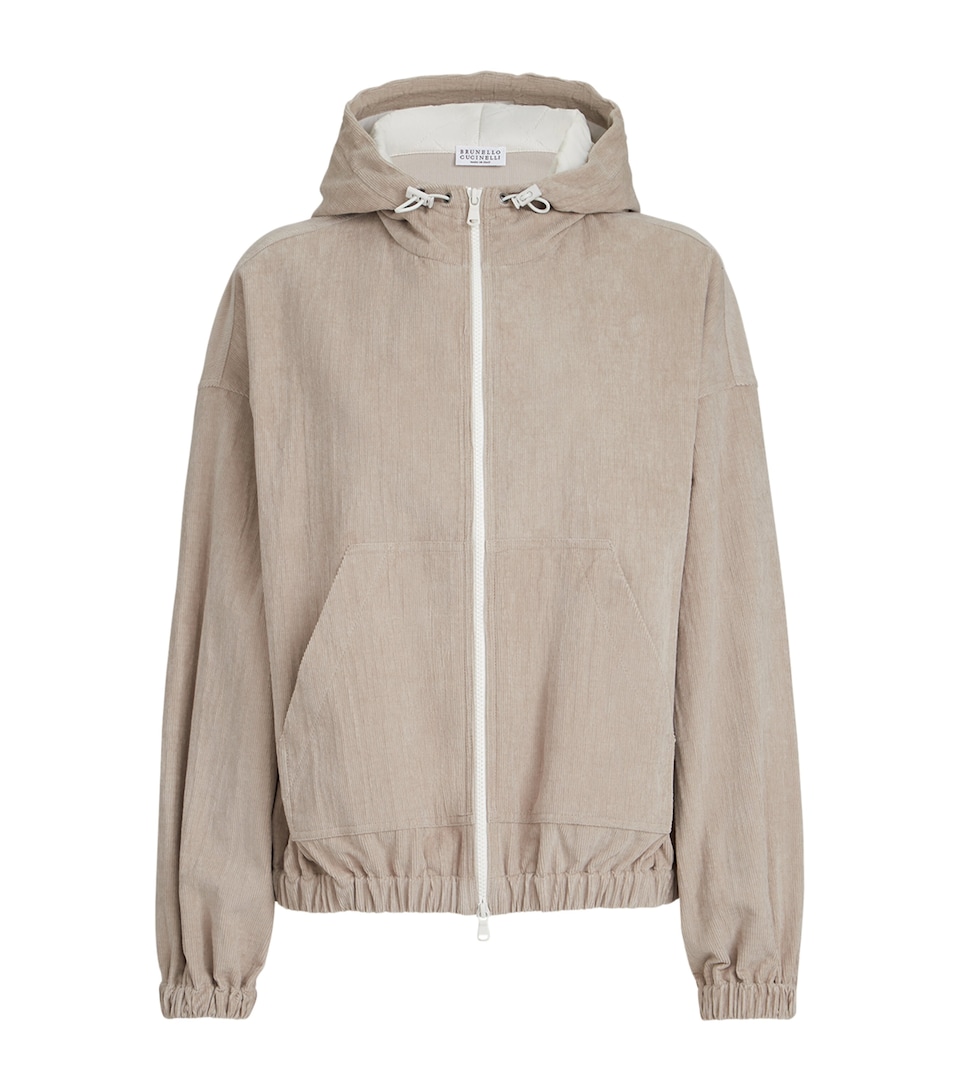 Cotton-Blend Corduroy Zip-Up Hoodie