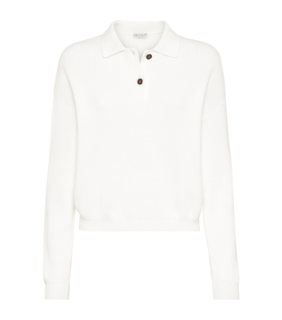 Cotton Long-Sleeve Polo Shirt