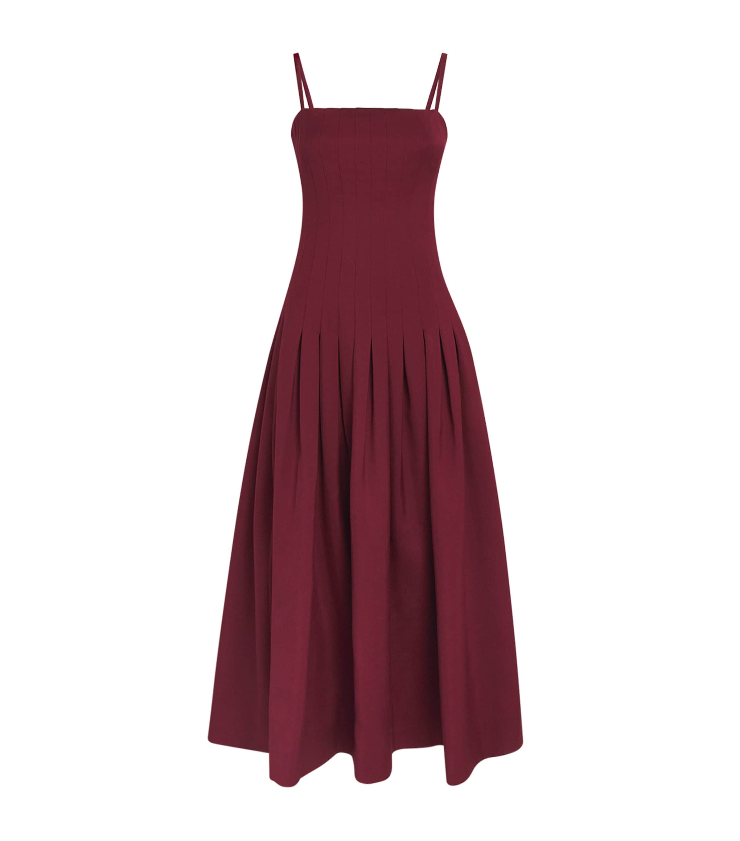 ME+EM Womens Wool-Silk Drop-Waist Maxi Dress Barolo Red