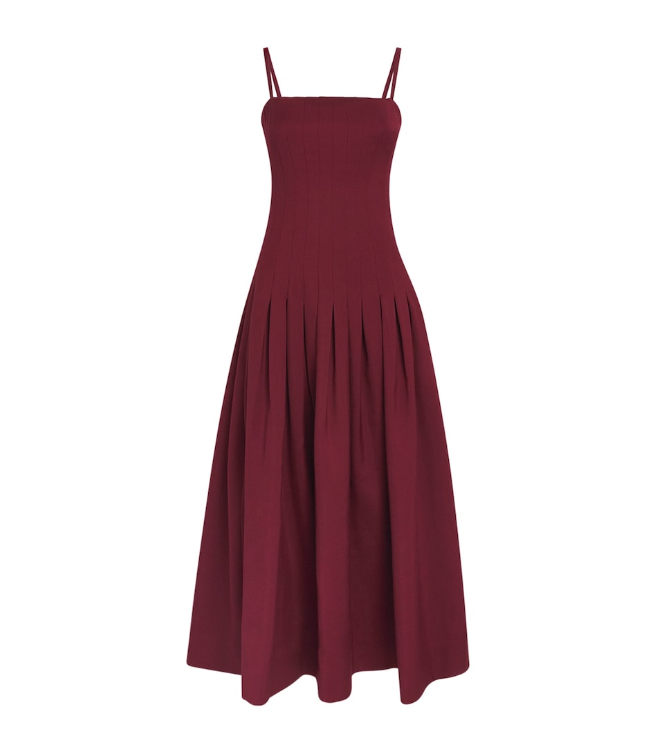 ME+EM Womens Wool-Silk Drop-Waist Maxi Dress Barolo Red