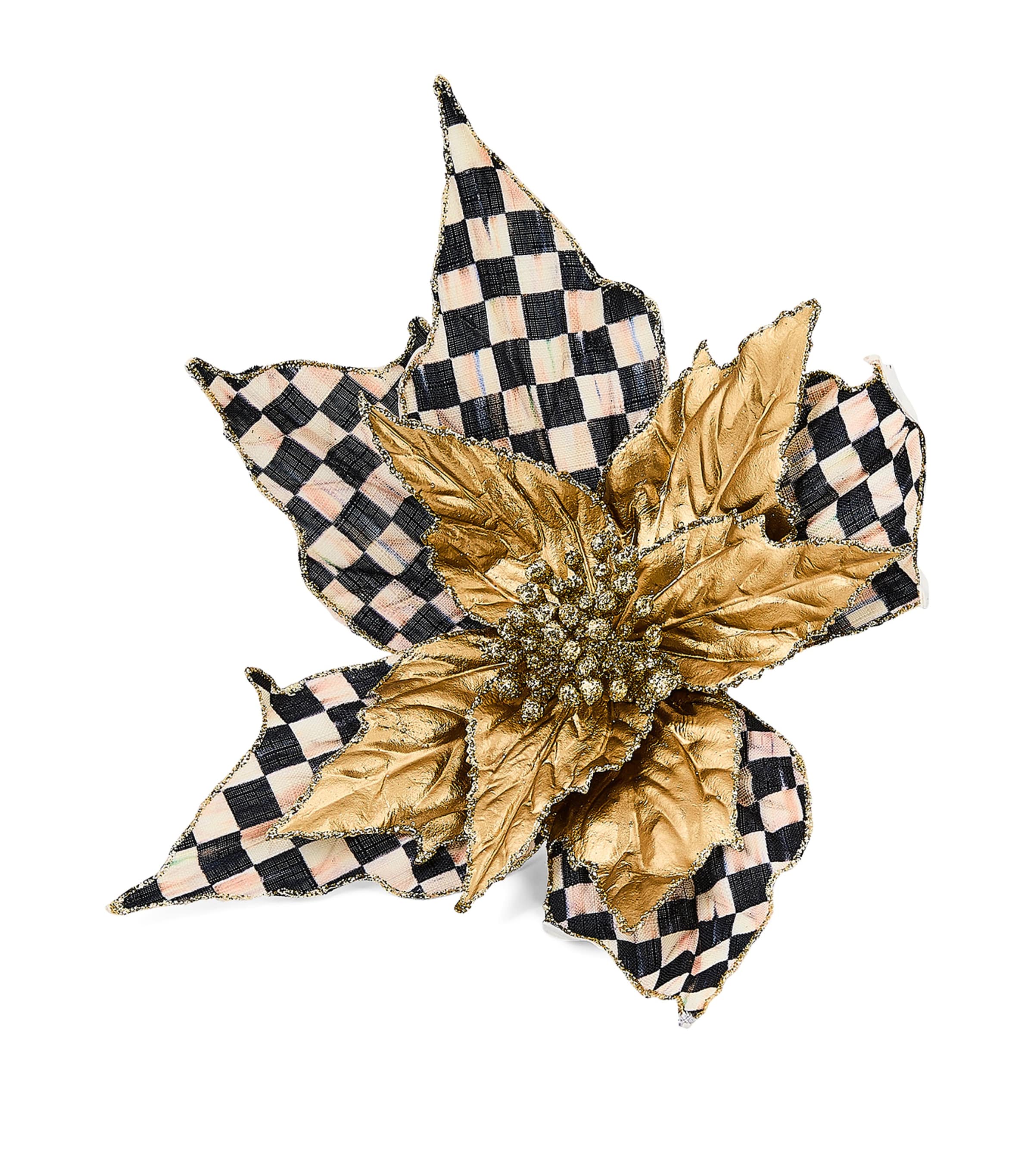 MacKenzie-Childs Courtly Check Poinsettia Tree Decoration Gold