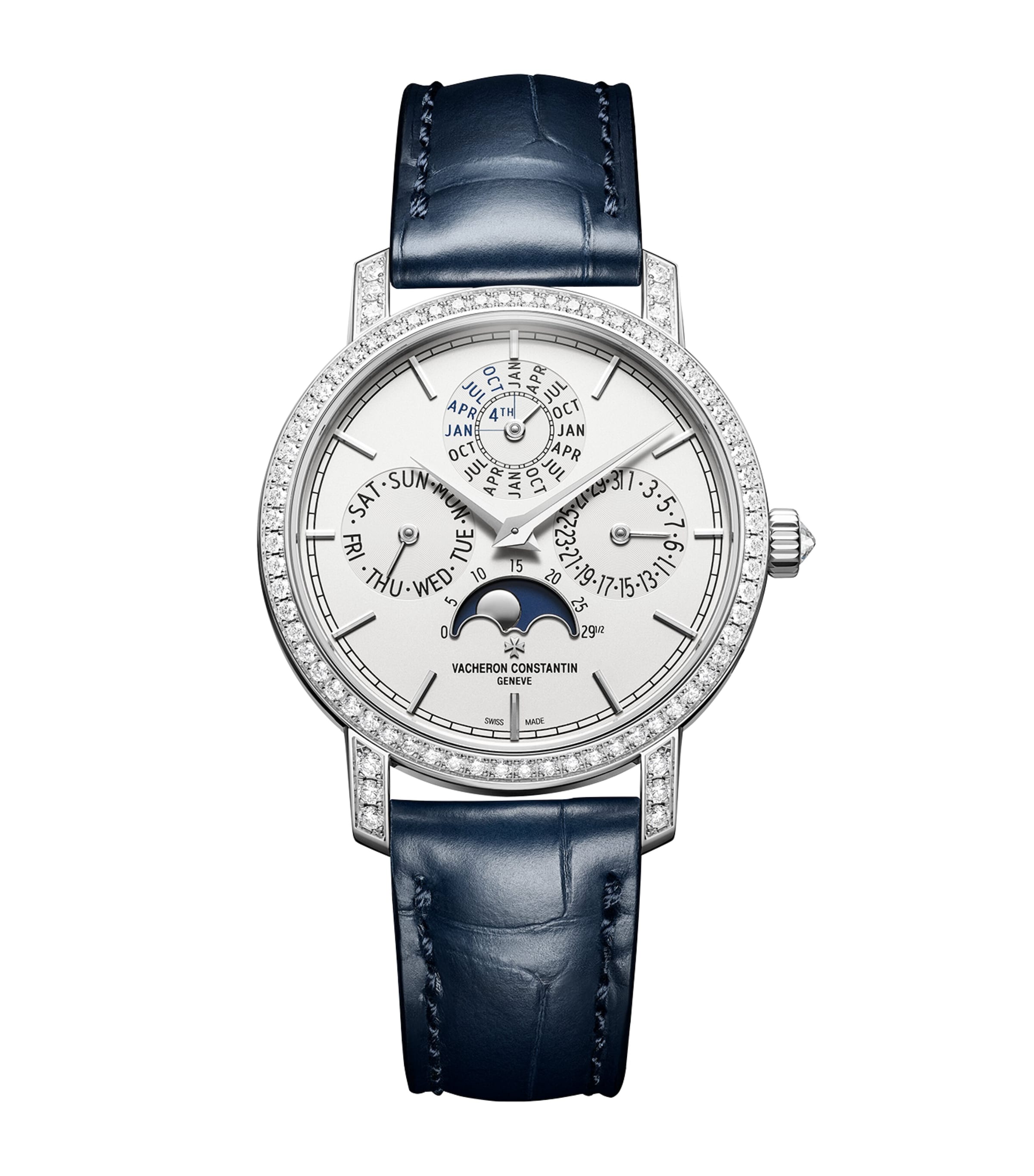 Vacheron Constantin White Gold and Diamond Traditionelle Perpetual Calendar Ultra-Thin Watch 36.5mm White Gold