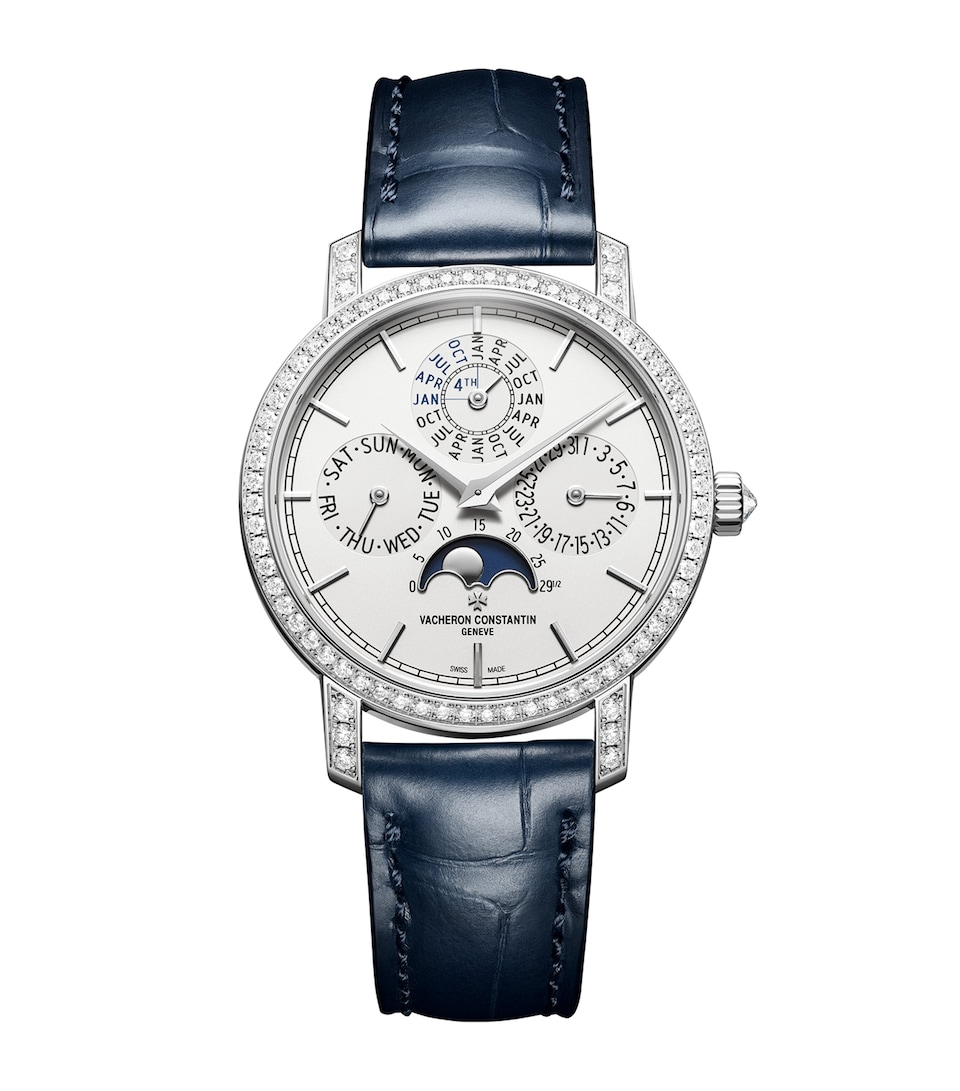 Vacheron Constantin White Gold and Diamond Traditionelle Perpetual Calendar Ultra-Thin Watch 36.5mm White Gold