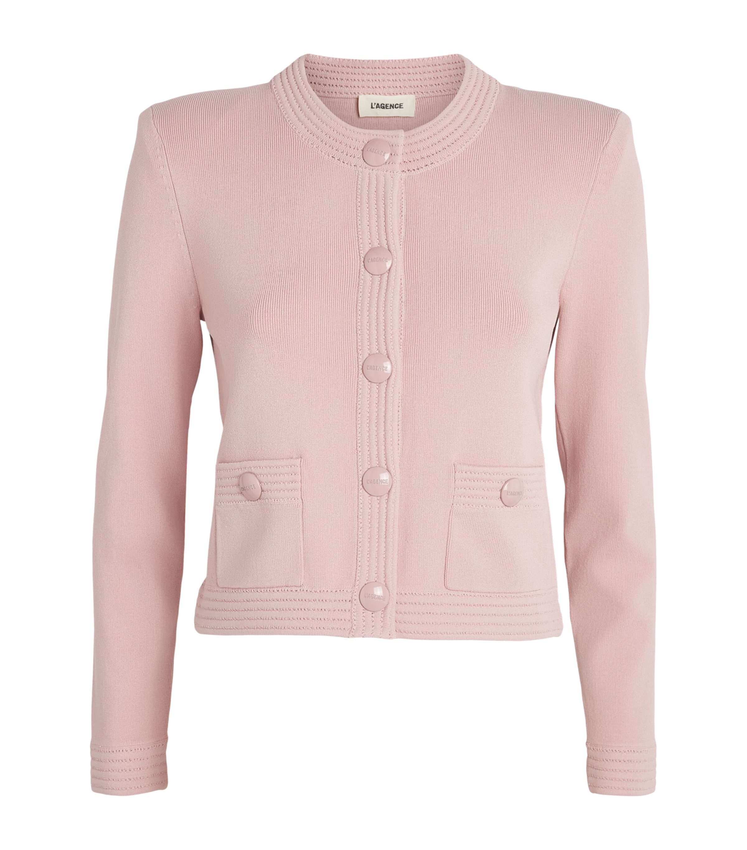 L'Agence Womens Cropped Patsy Cardigan Mirs Misty Rose