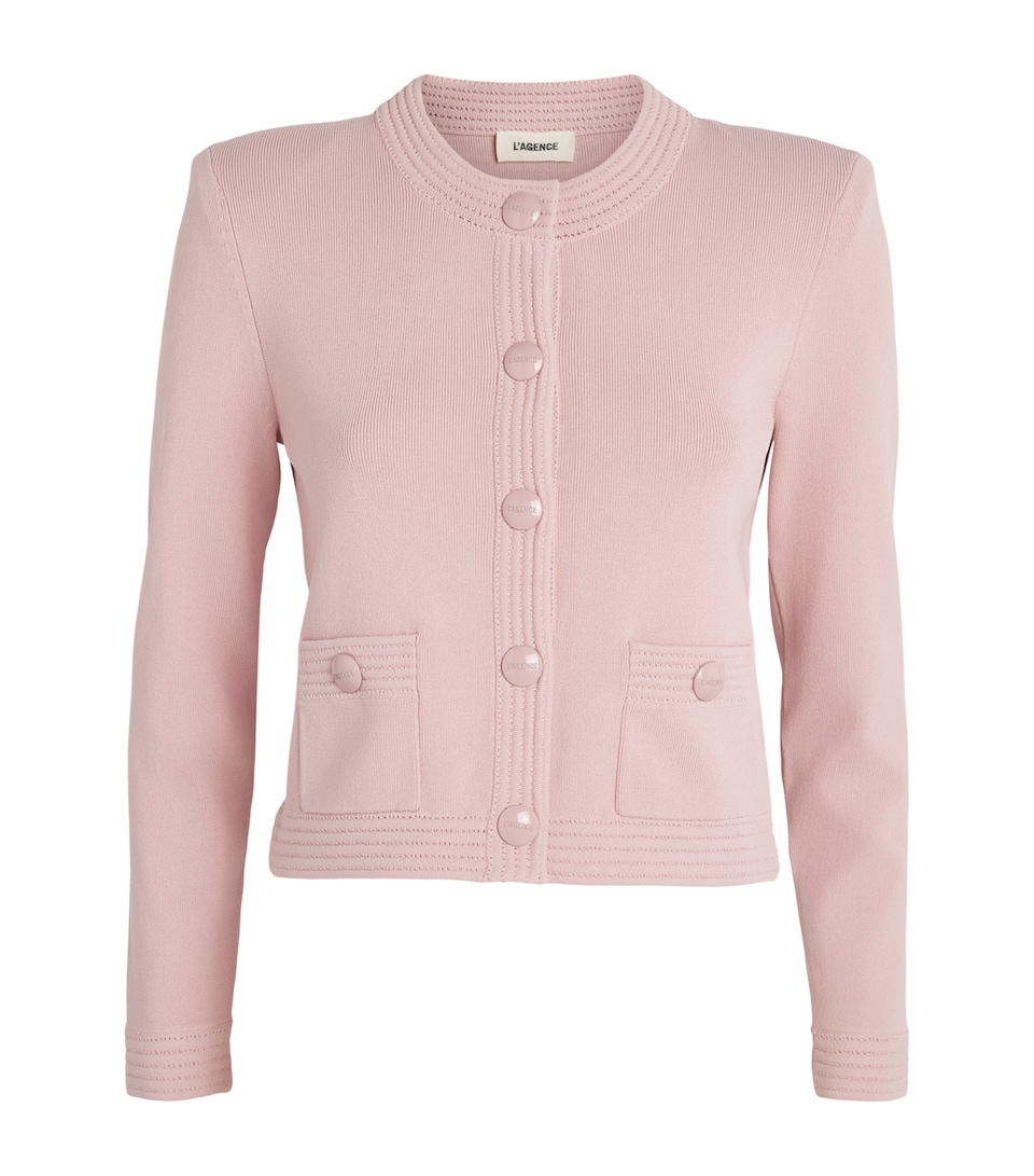 L'Agence Womens Cropped Patsy Cardigan Mirs Misty Rose