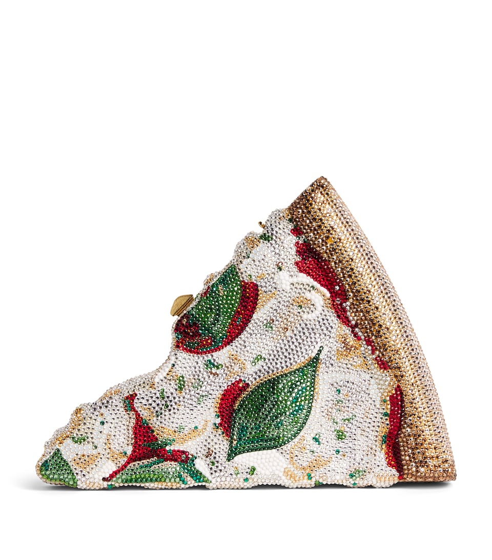 Judith Leiber Crystal Pizza Slice Clutch Bag Chmpg White Opal Mul
