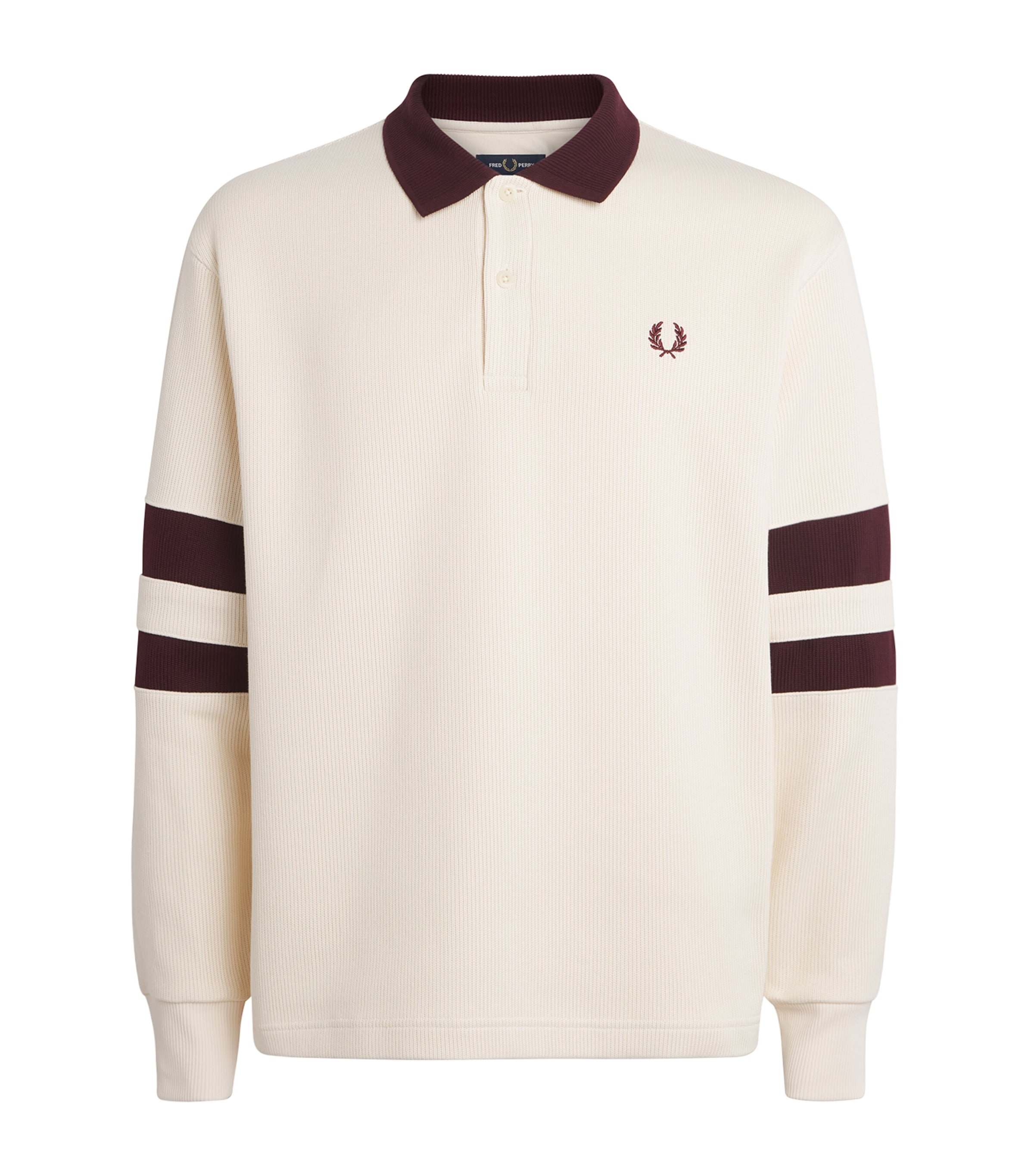 Fred Perry Mens Cotton Logo Polo Sweatshirt Ecru