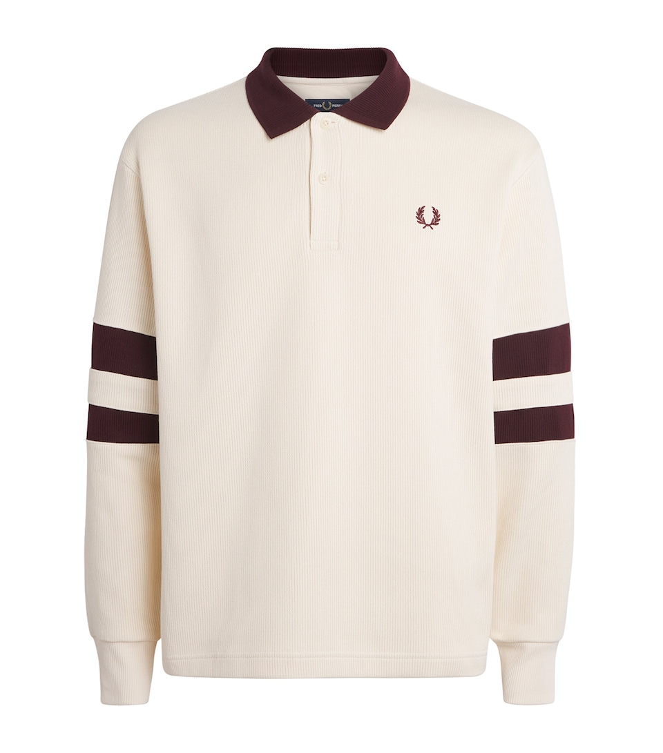 Fred Perry Mens Cotton Logo Polo Sweatshirt Ecru