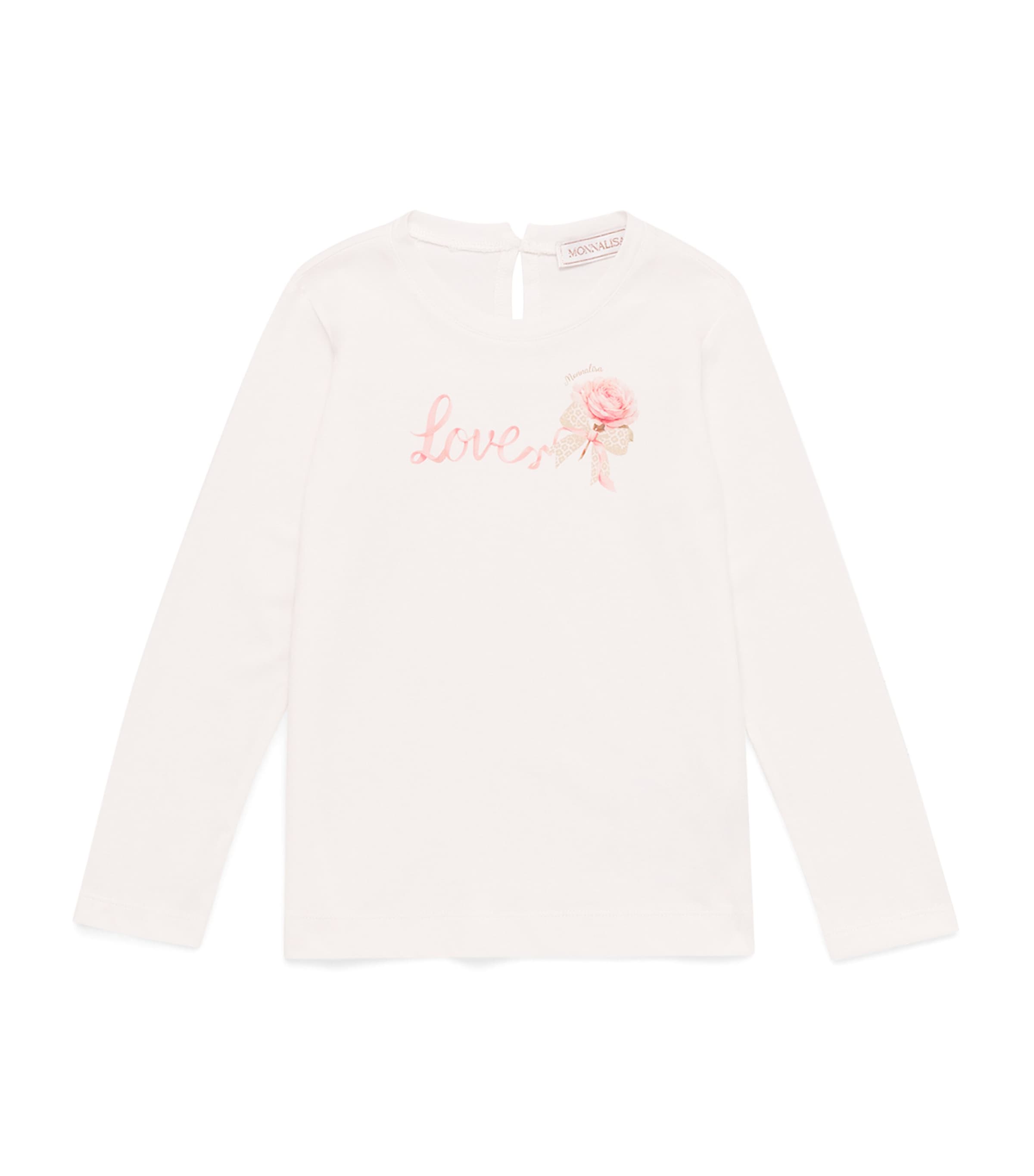 Monnalisa Cotton Love Print T-Shirt (3 Months-6 Years) Panna