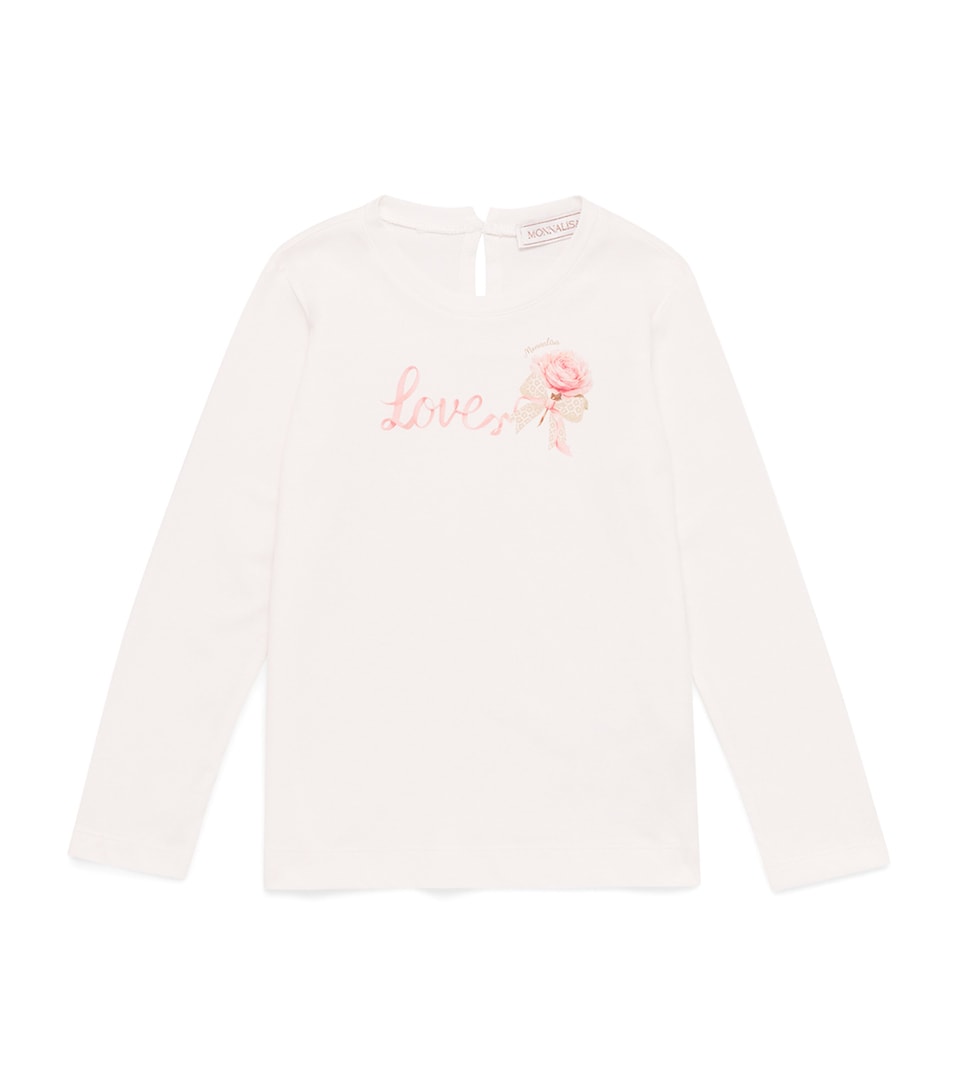 Monnalisa Cotton Love Print T-Shirt (3 Months-6 Years) Panna