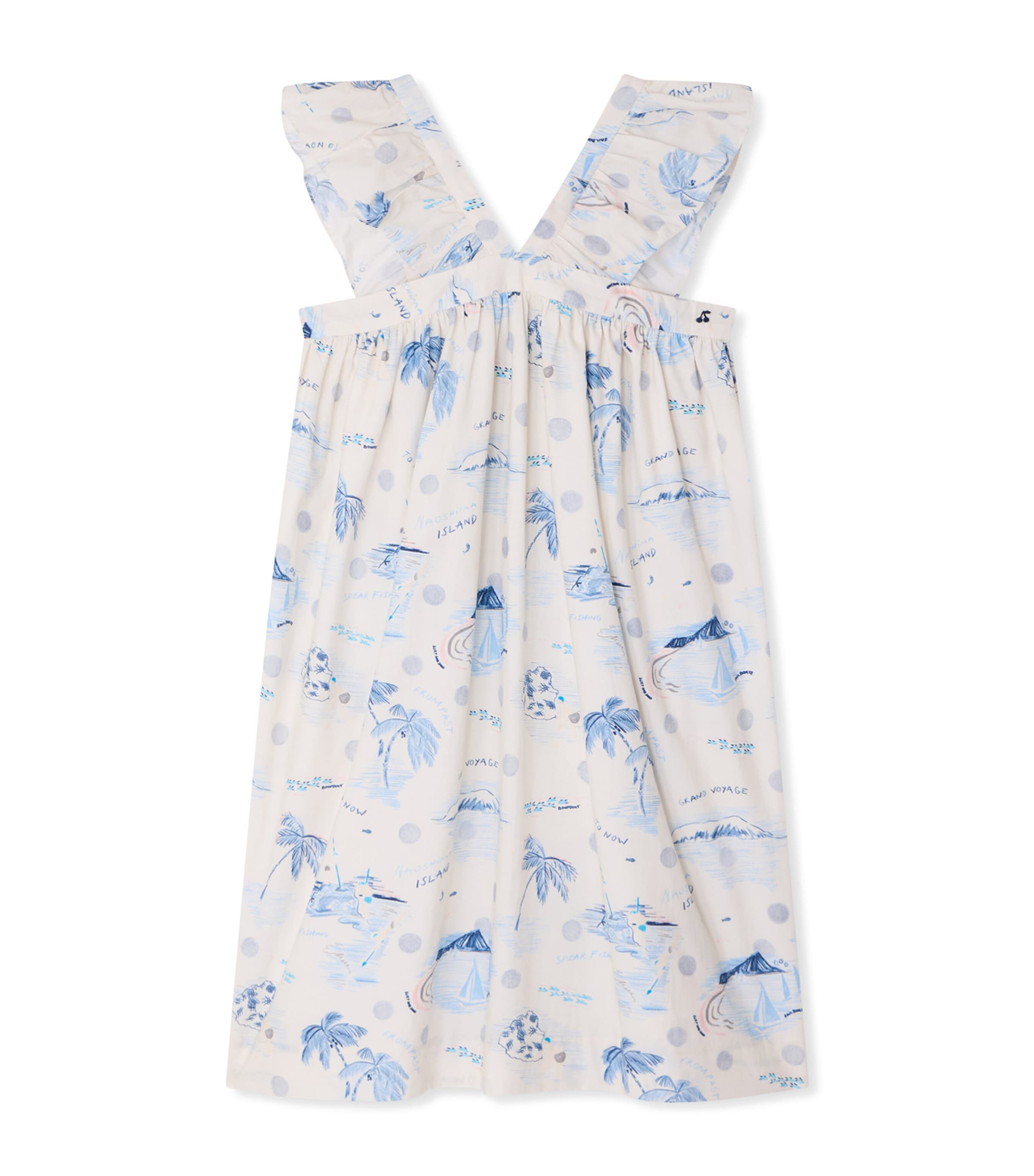 Bonpoint Cotton Printed Summer Dress (10-14 Years) Imp Bleu