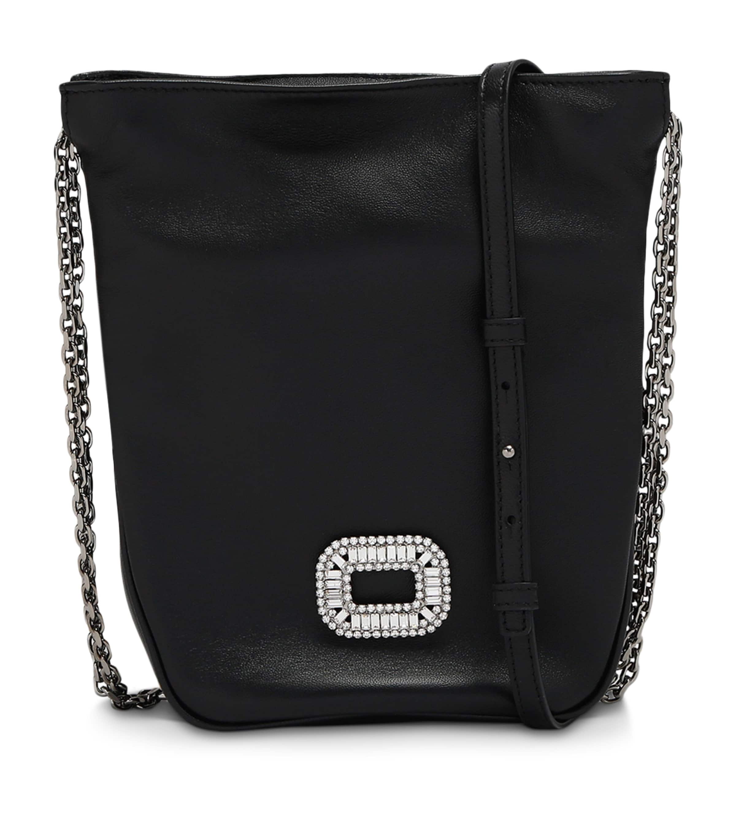 Roger Vivier Leather Pilgrim Pocket Nano Bag Black