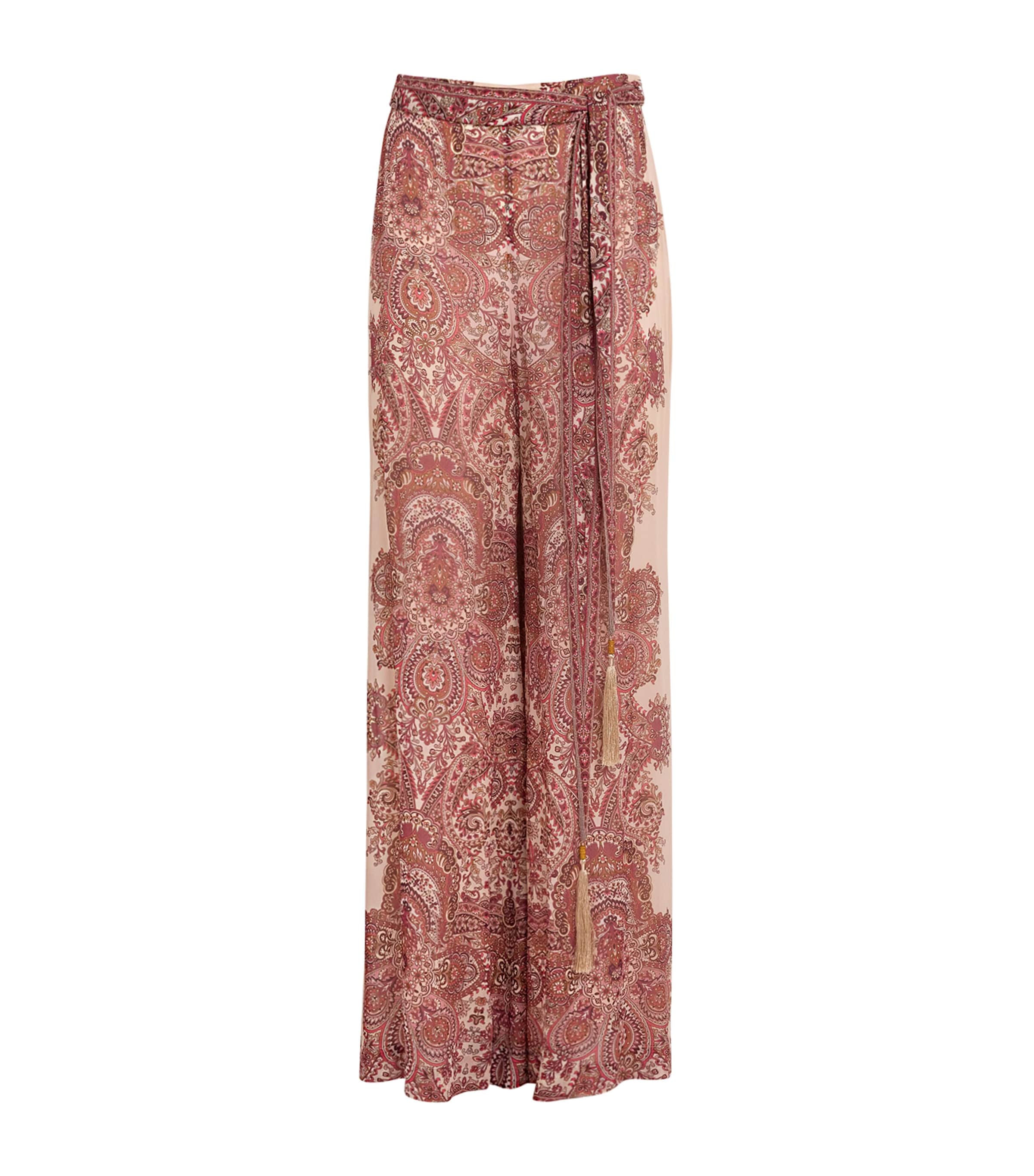 Zimmermann Womens Georgette Paisley Clash Trousers Mauve Paisley