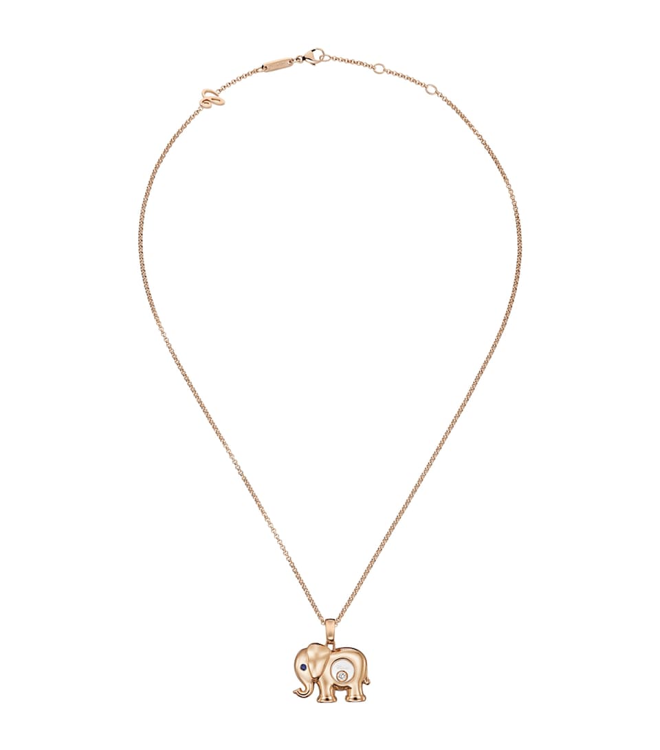 Rose Gold and Diamond Happy Diamonds Elephant Necklace