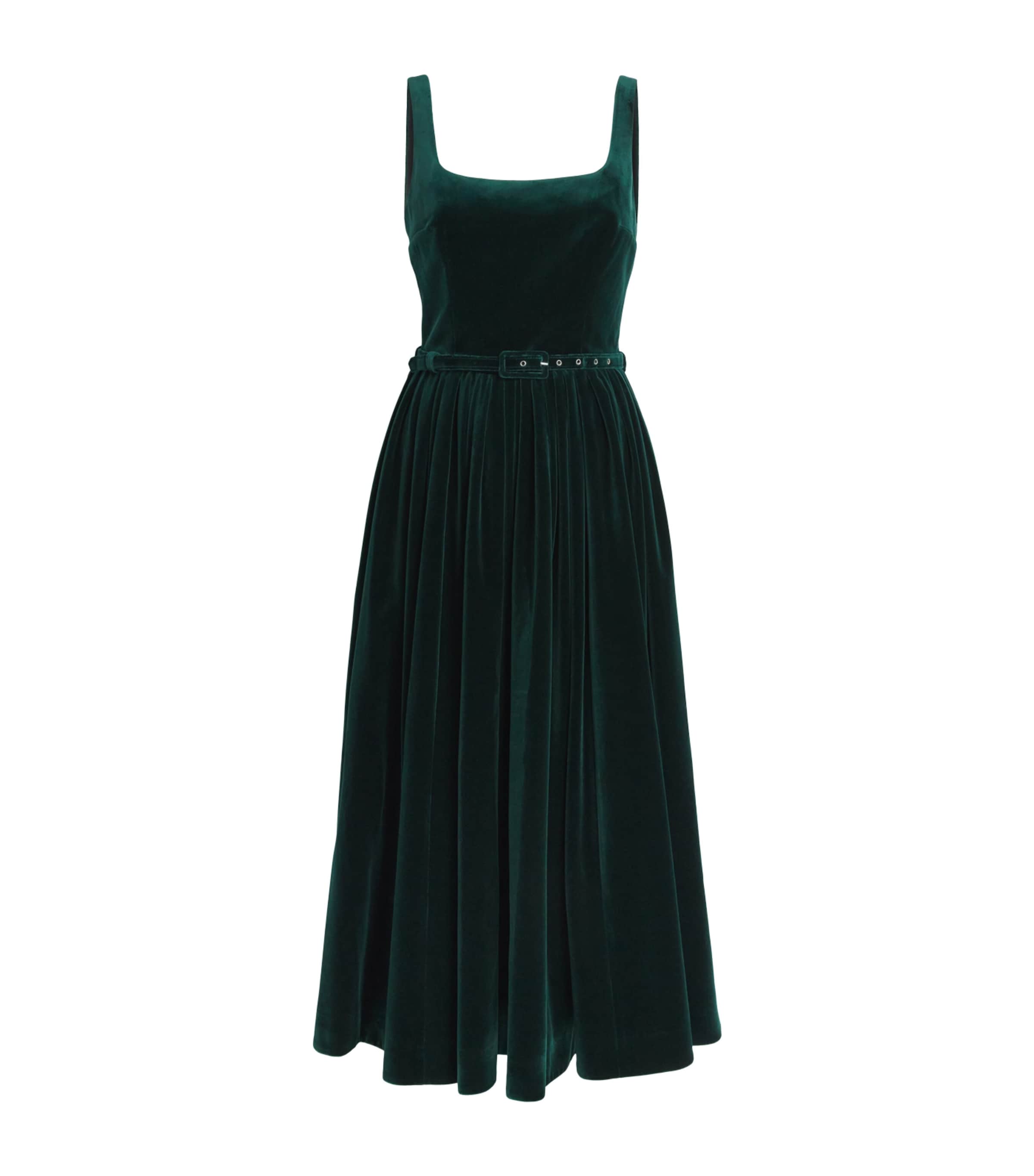 Emilia Wickstead Womens Velvet Eagle Midi Dress Green