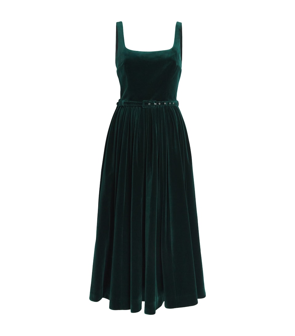 Emilia Wickstead Womens Velvet Eagle Midi Dress Green