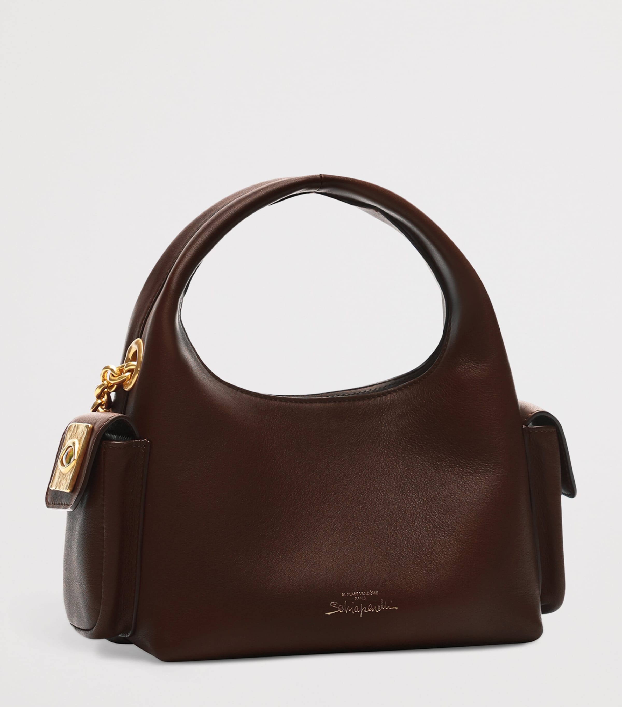 Schiaparelli Mini Leather Soufflé Top-Handle Bag Burgundy