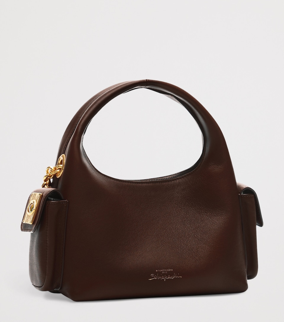 Schiaparelli Mini Leather Soufflé Top-Handle Bag Burgundy