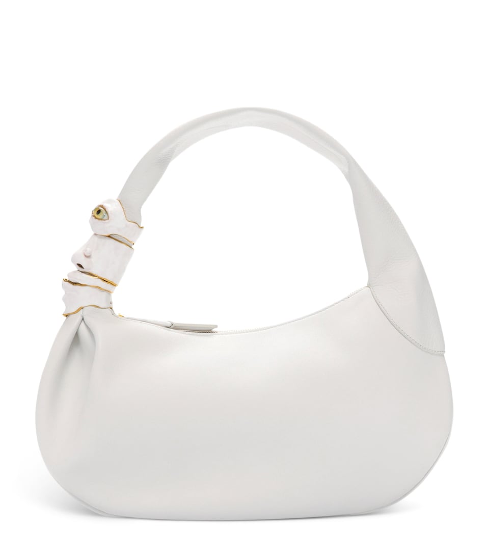 Schiaparelli Calfskin Soufflé Baguette Shoulder Bag White