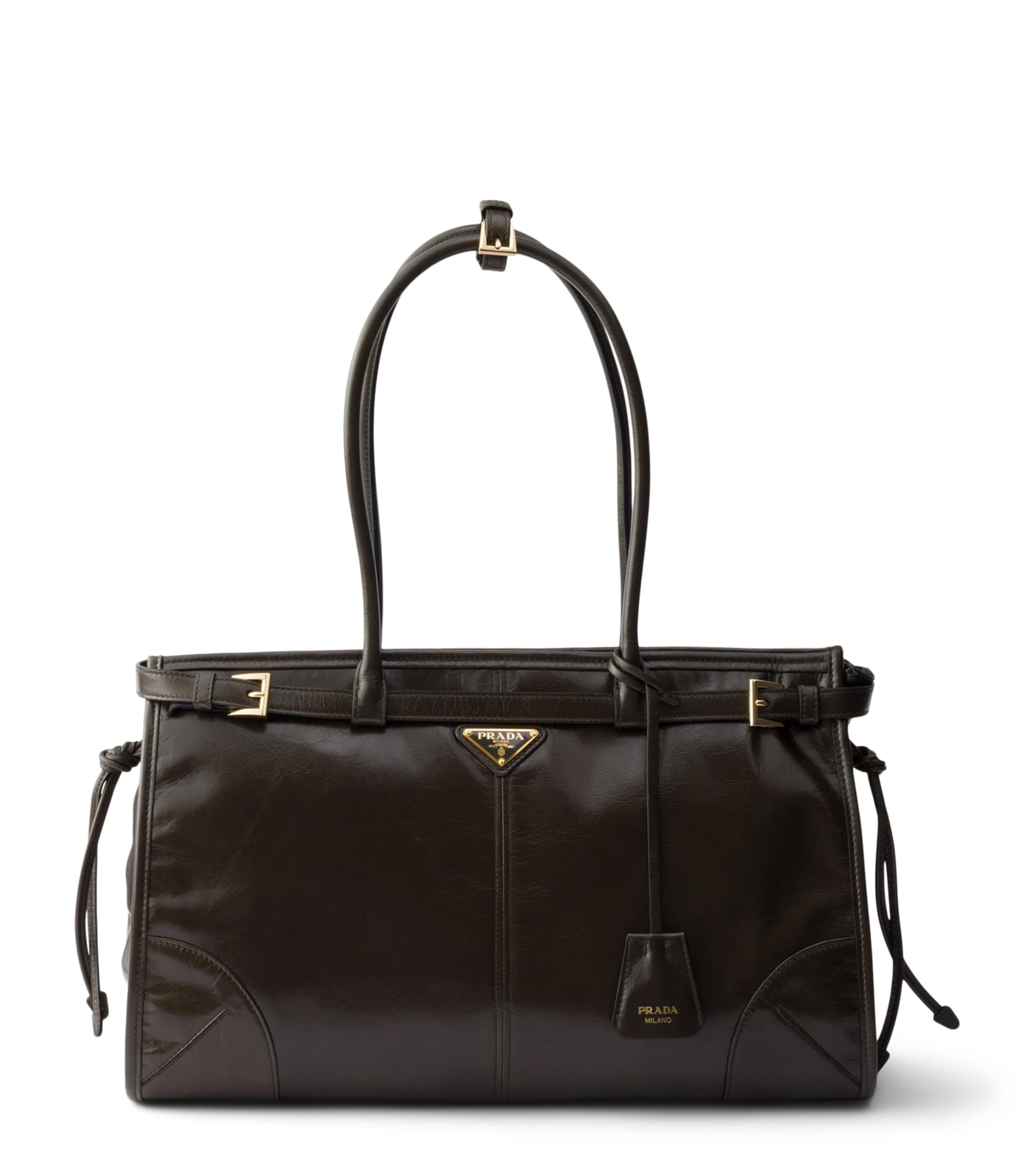 Prada Large Leather Bonnie Shoulder Bag Green