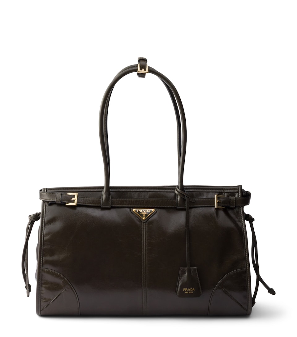 Prada Large Leather Bonnie Shoulder Bag Green