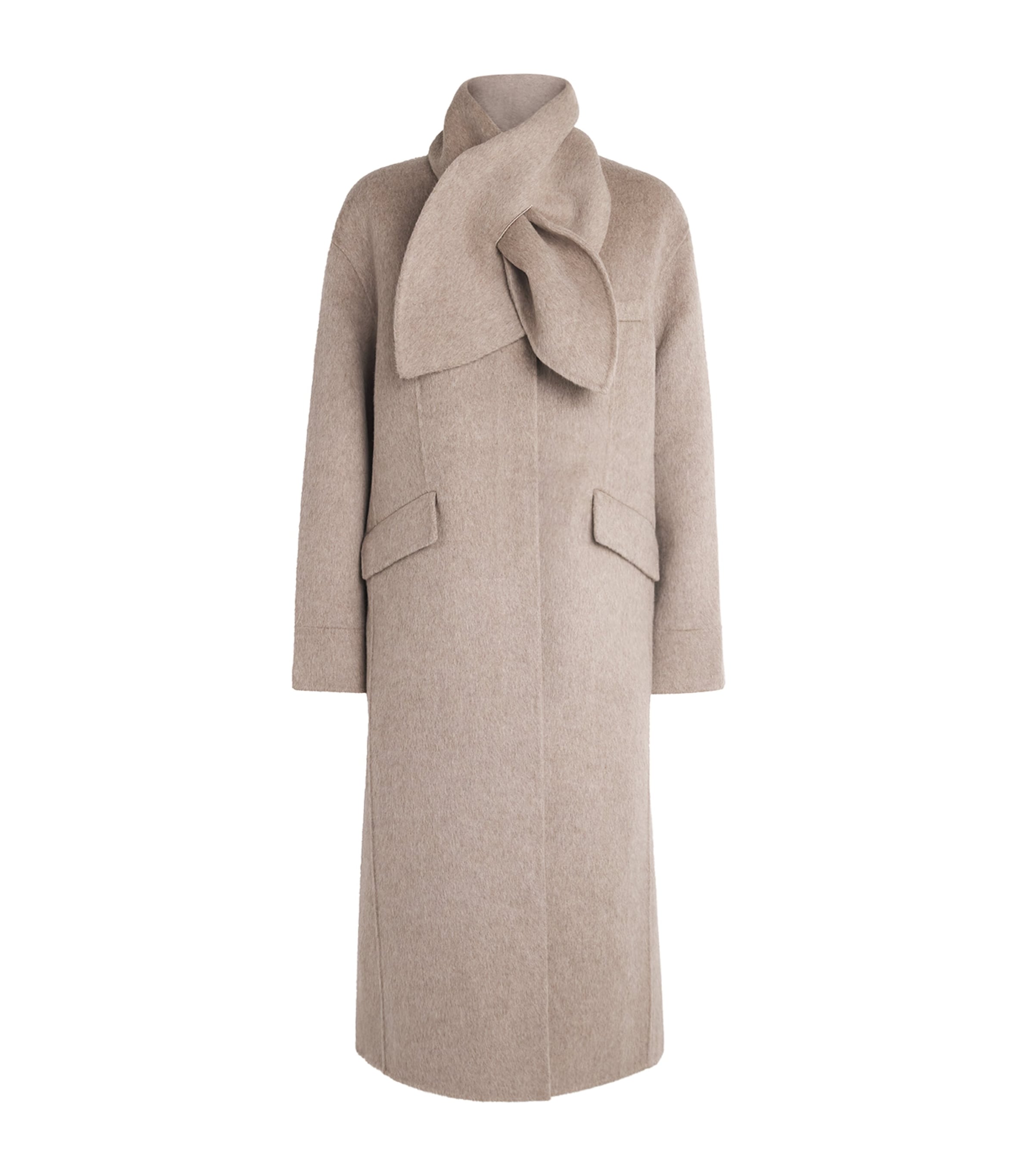 Claudie Pierlot Womens Wool-Blend Longline Coat Beige