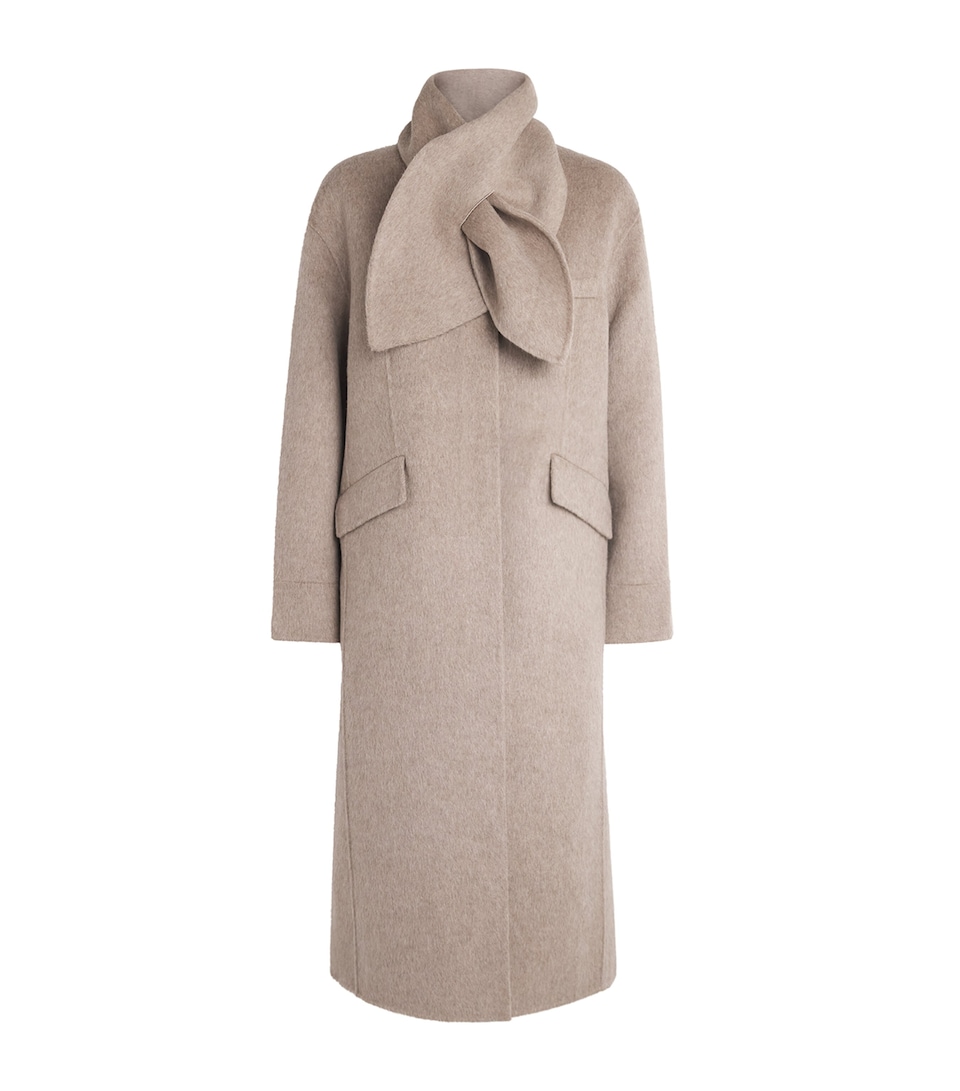 Claudie Pierlot Womens Wool-Blend Longline Coat Beige
