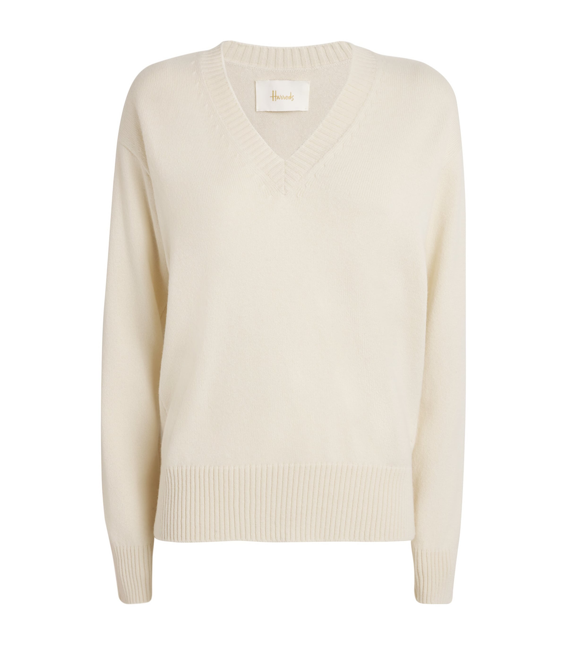 Harrods Womens Cashmere V-Neck Sweater Niveous