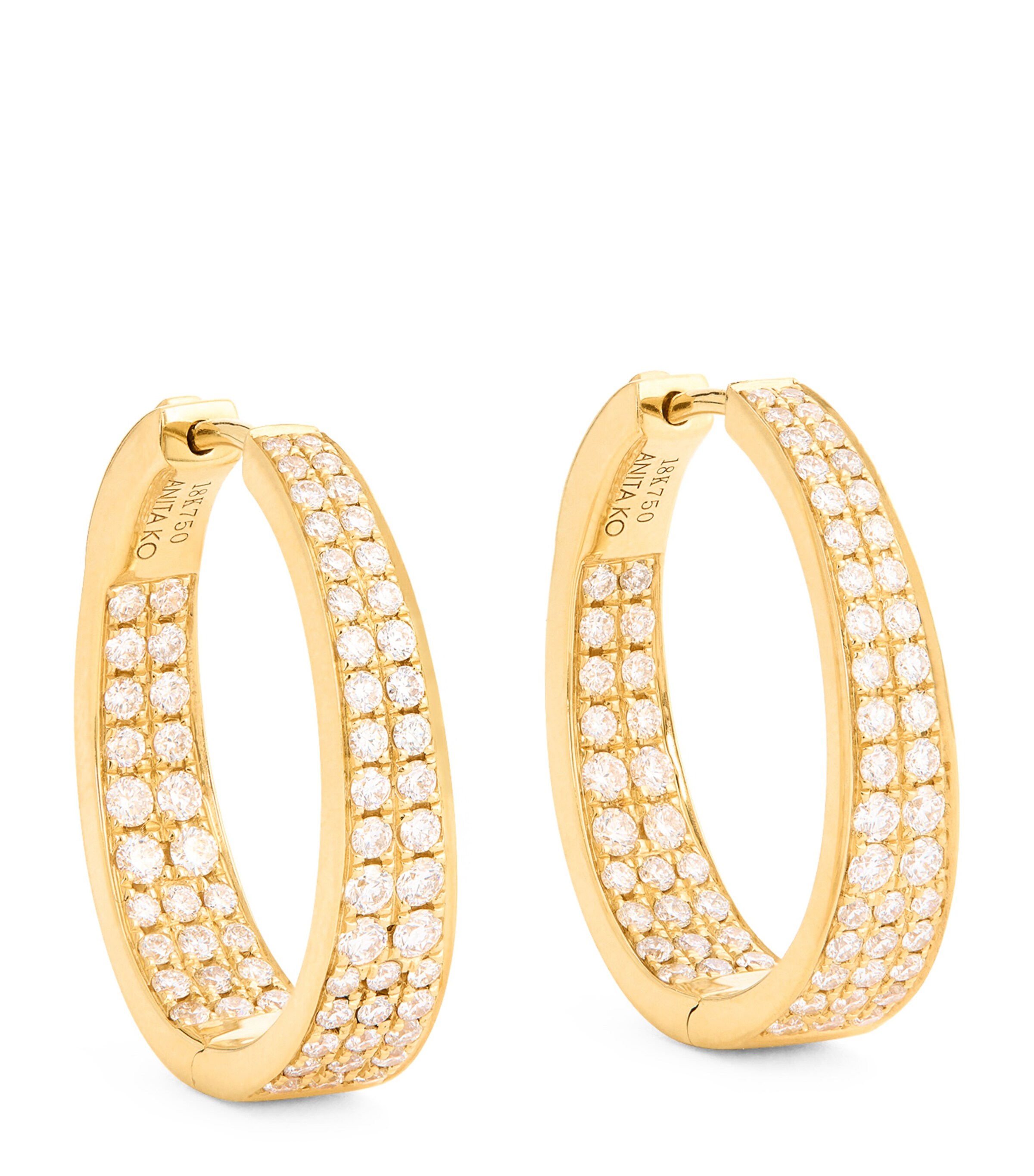 Yellow Gold and Diamond Hoop Earrings