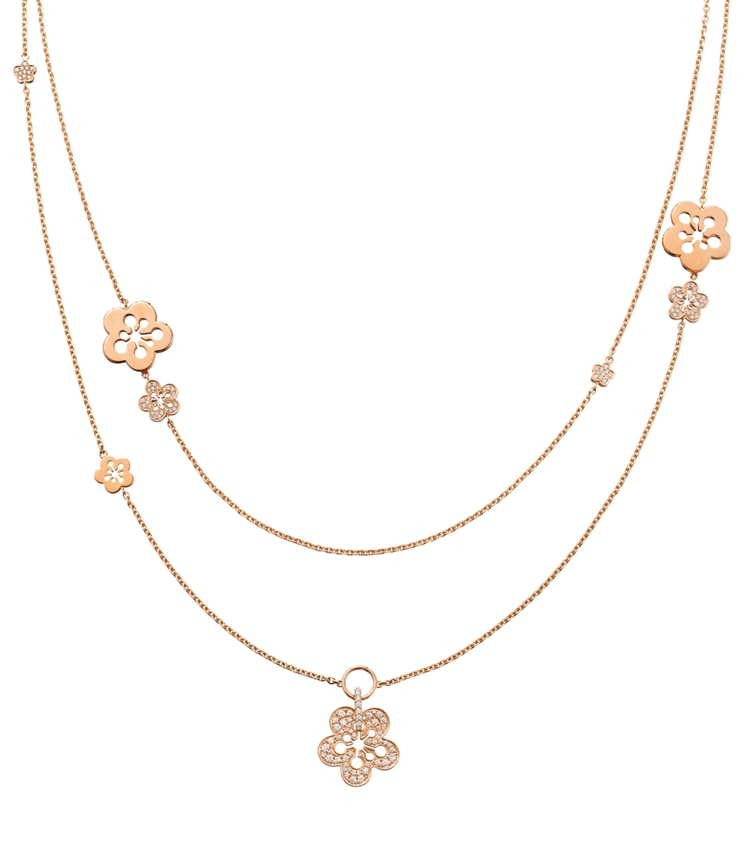 Rose Gold and Diamond Blossom Classic Long Necklace
