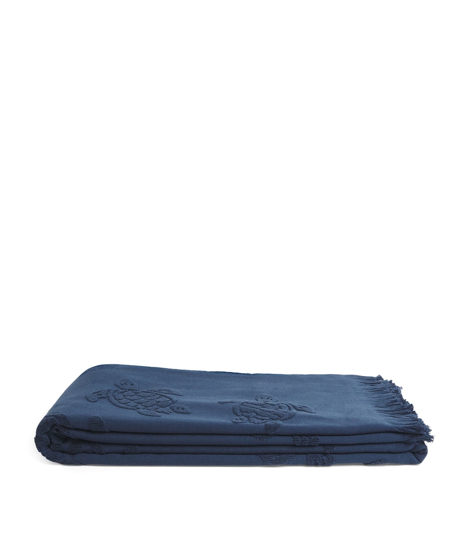 Vilebrequin Organic Cotton Santah Ronde des Tortues Towel (100cm x 180cm) Bleu Marine