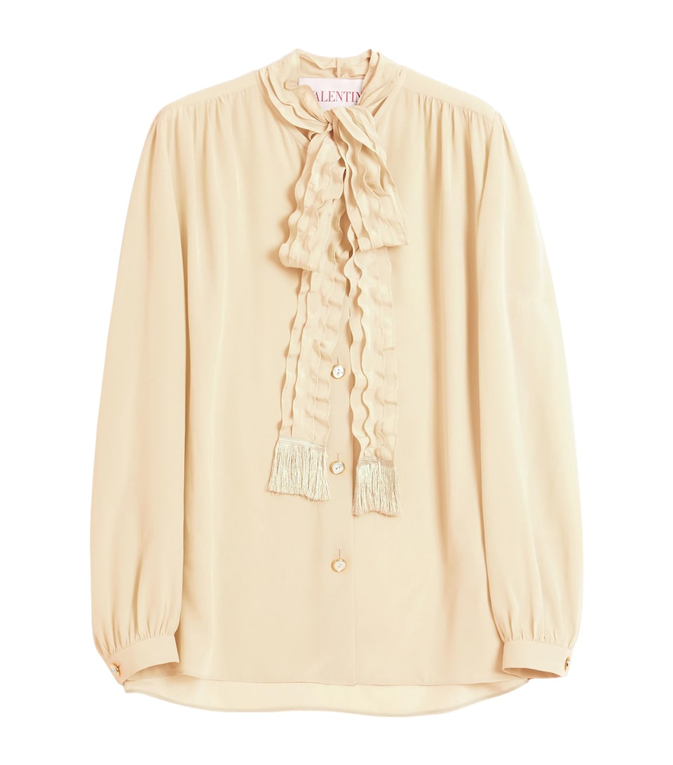 Silk Tasselled-Pussybow Blouse