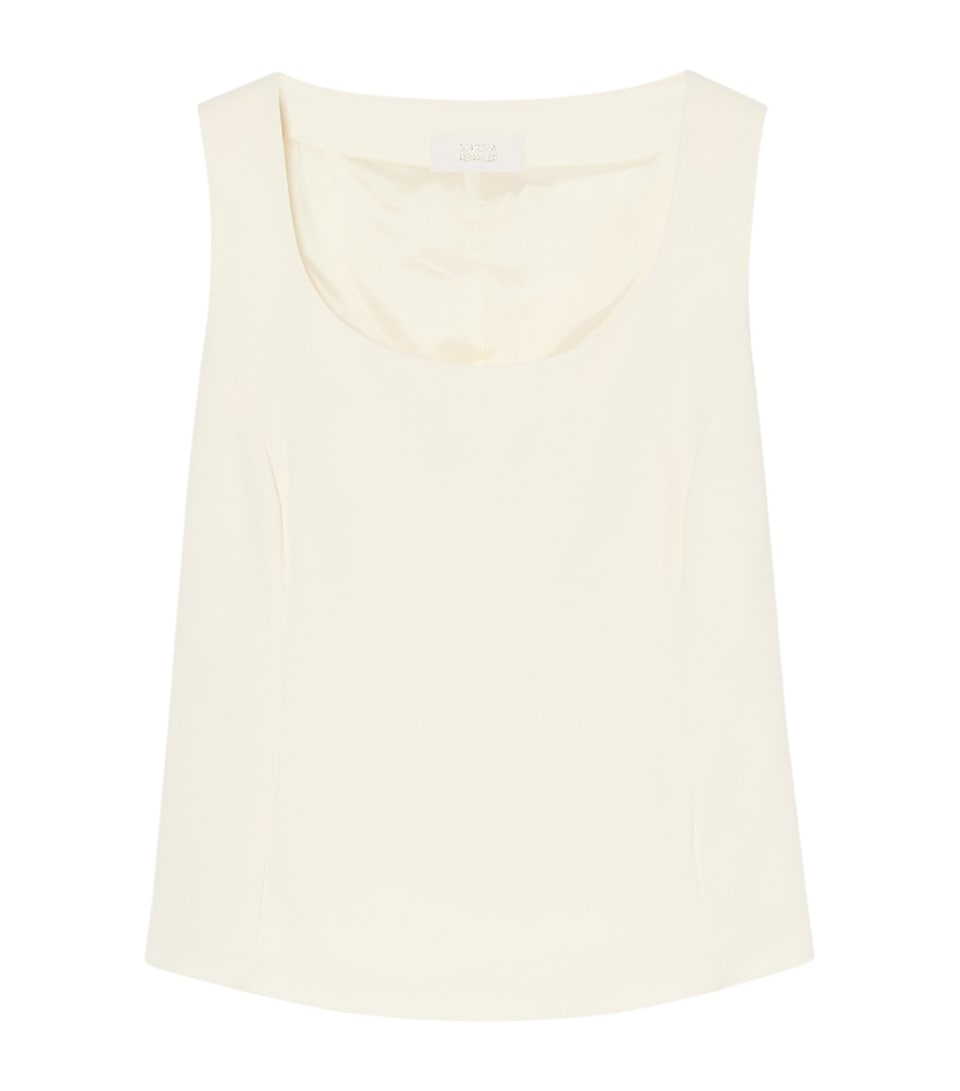 Marina Rinaldi Womens Scoop-Neck Waistcoat Top Ivory
