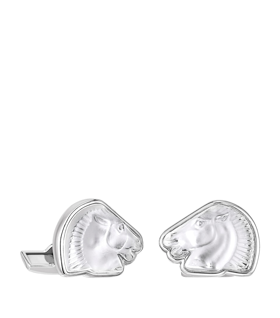 Lalique Crystal Cheval Cufflinks Incolore