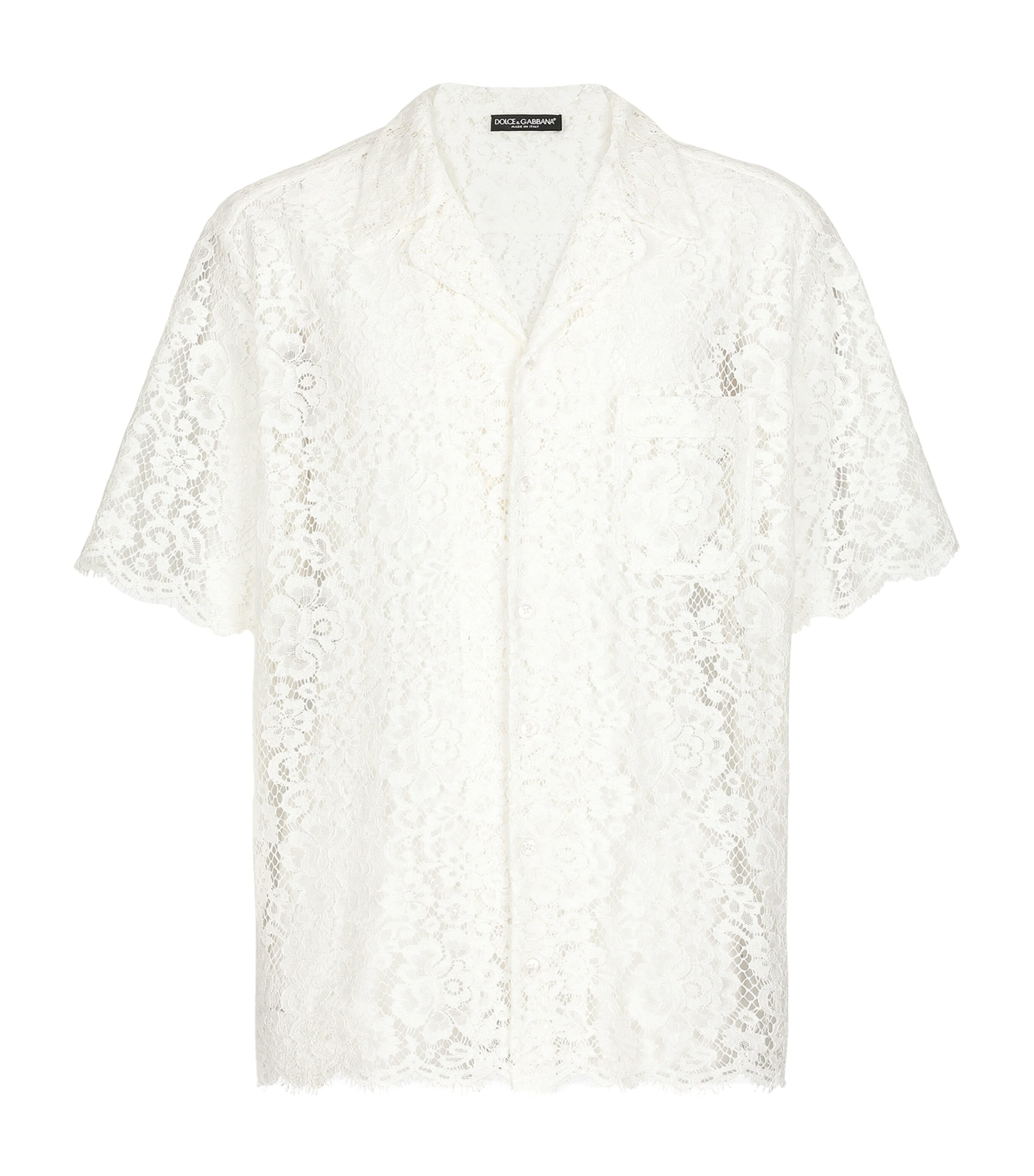 Dolce&Gabbana Mens Lace Cuban Shirt Natural White