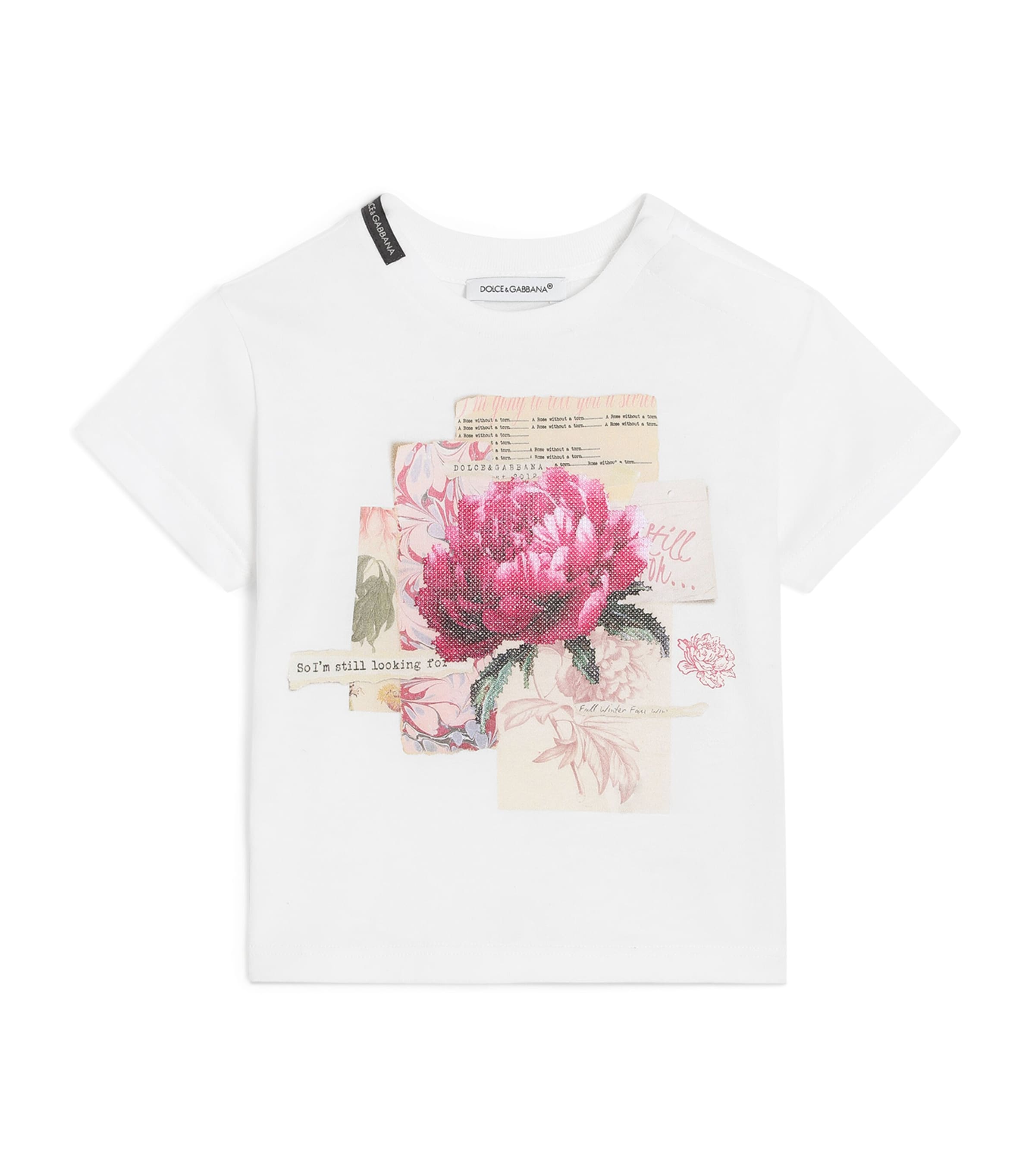 Dolce&Gabbana Kids Cotton Floral Graphic T-Shirt (3-30 Months) White