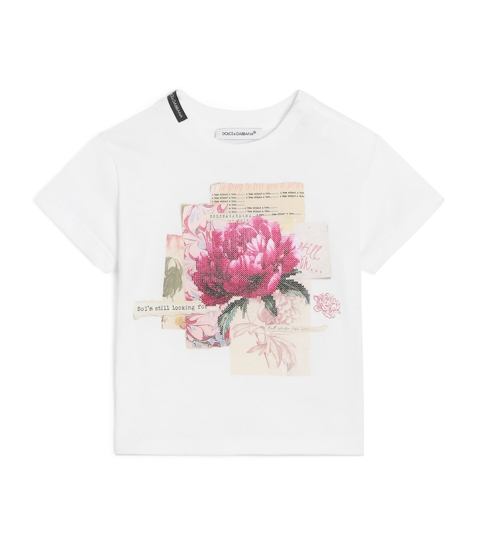 Dolce&Gabbana Kids Cotton Floral Graphic T-Shirt (3-30 Months) White