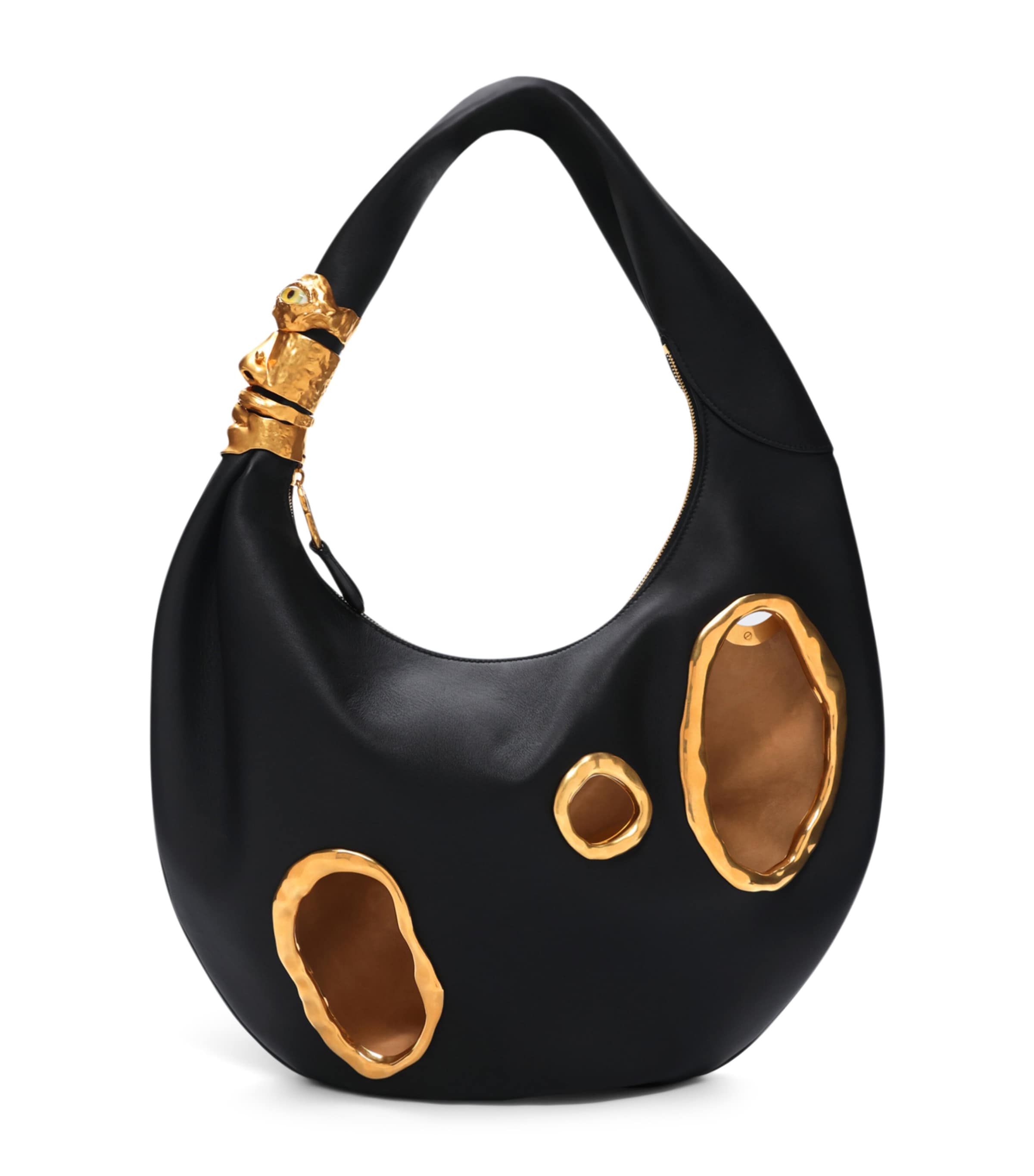 Schiaparelli Large Calfskin Soufflé Shoulder Bag Black